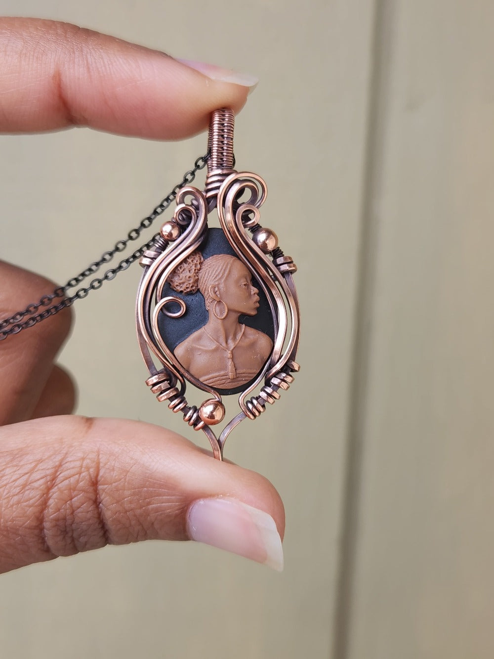 Black Beauty Black Cameo Necklace
