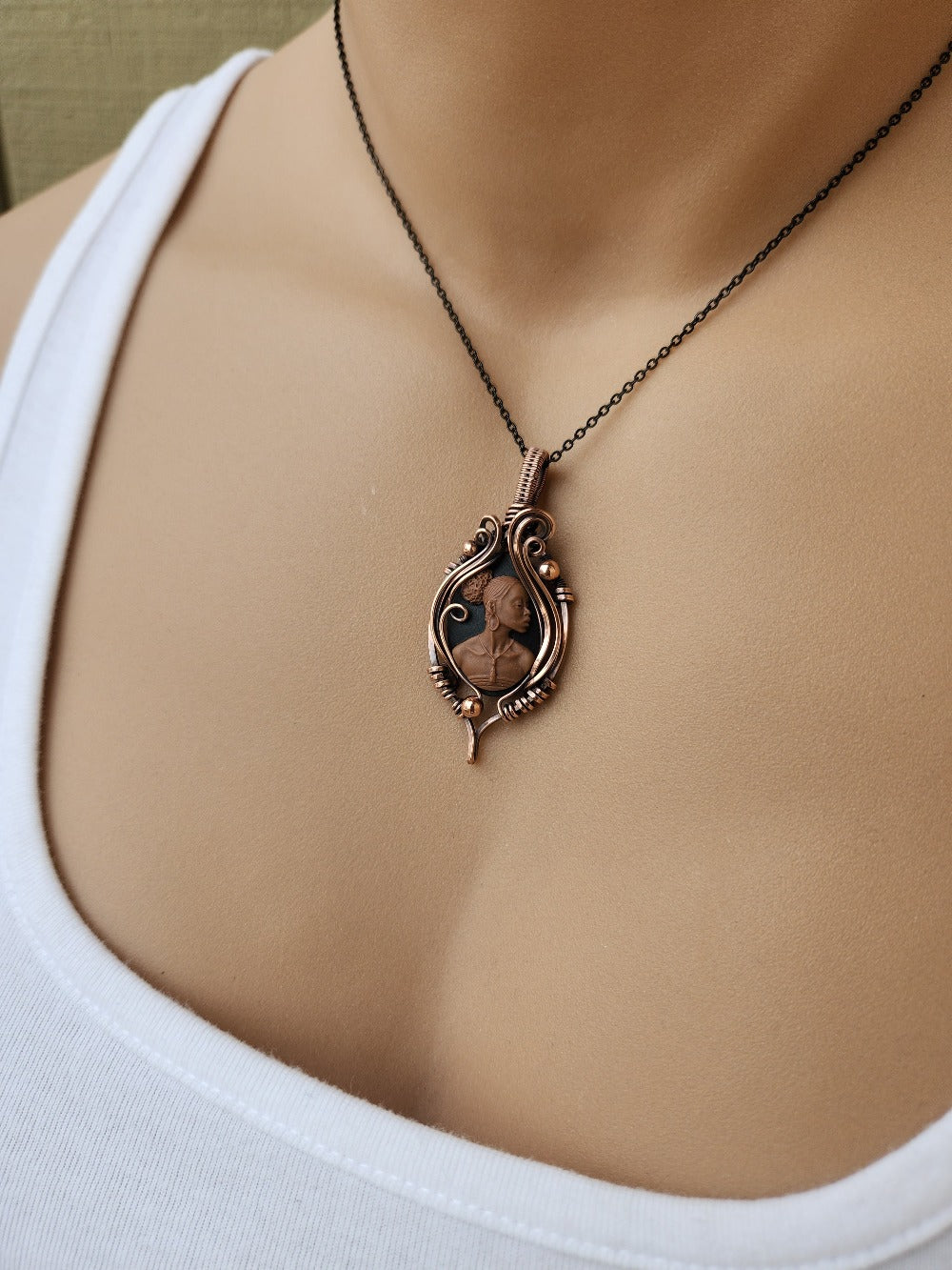 Black Beauty Black Cameo Necklace
