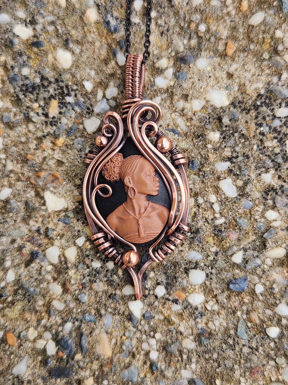 Black Beauty Black Cameo Necklace