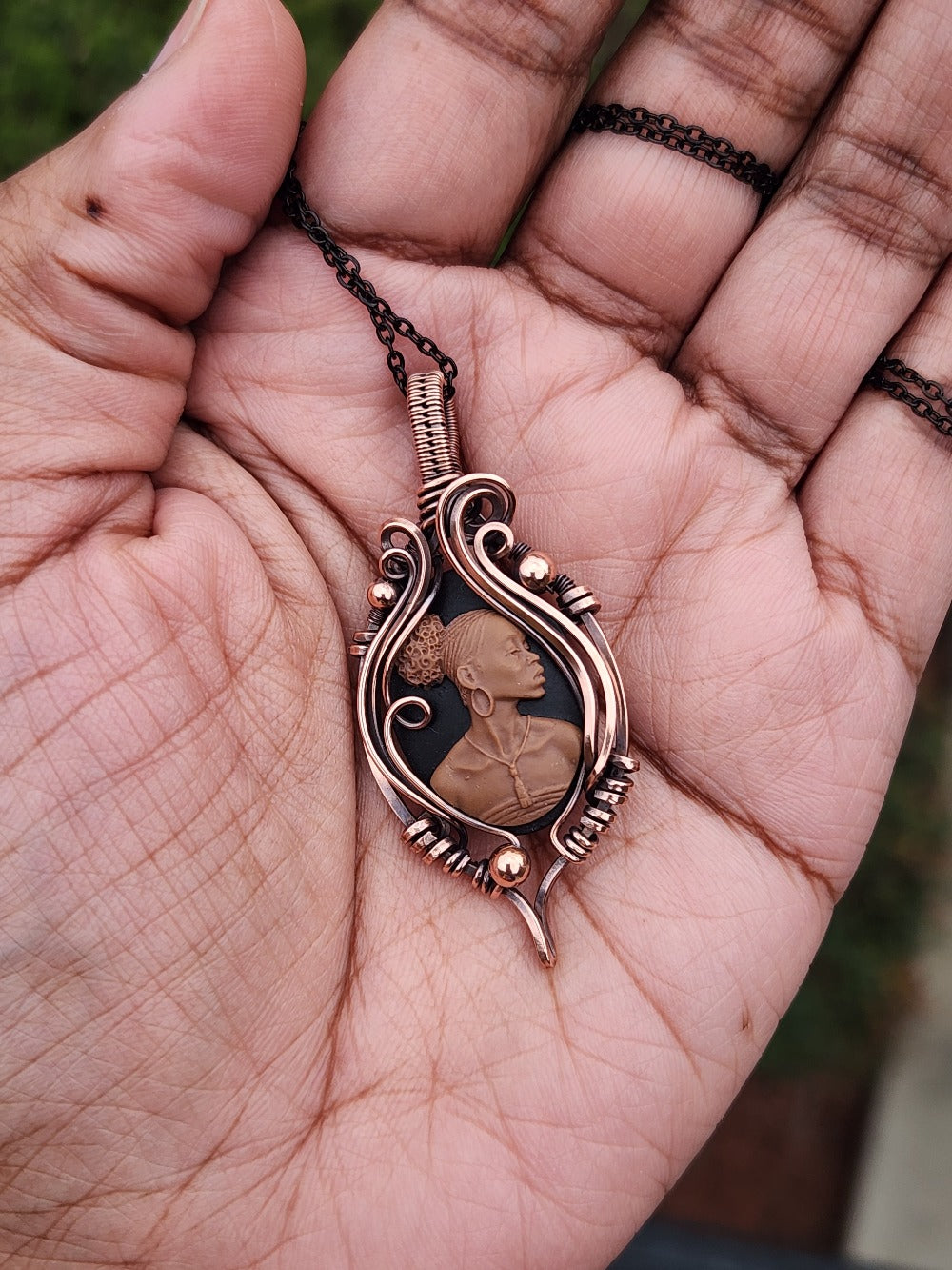 Black Beauty Black Cameo Necklace