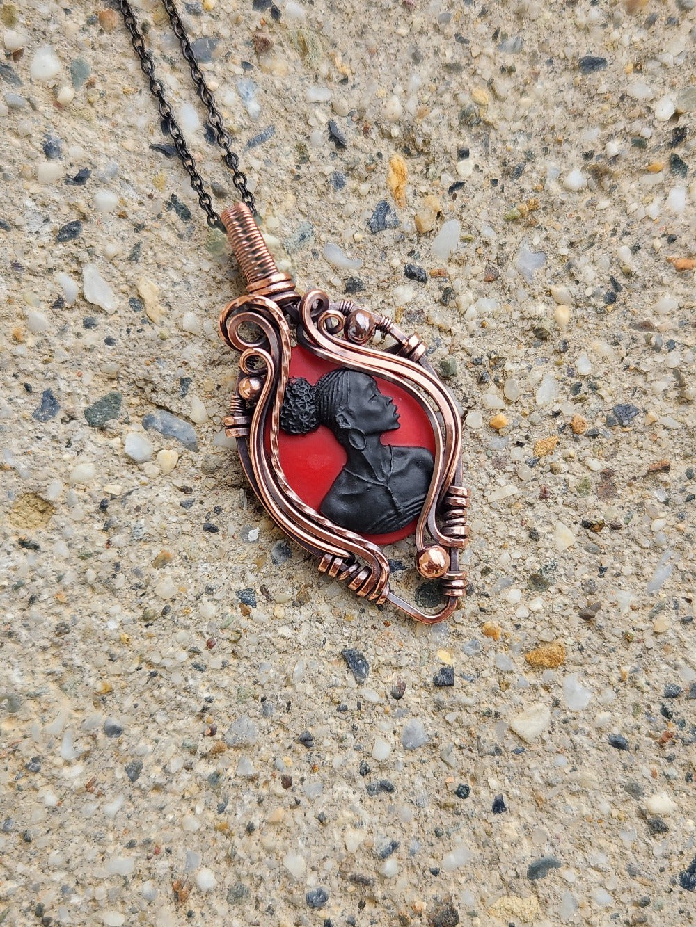 Black Beauty Red Cameo Necklace