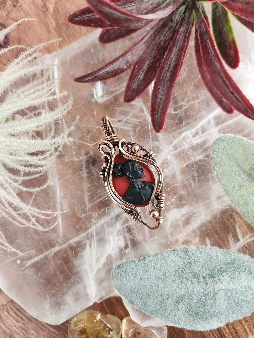 Black Beauty Red Cameo Necklace