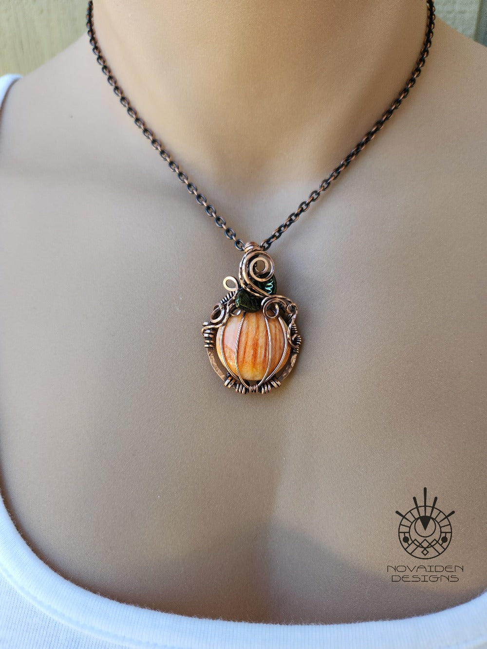 Spiny Oyster Shell Copper Pumpkin pendant