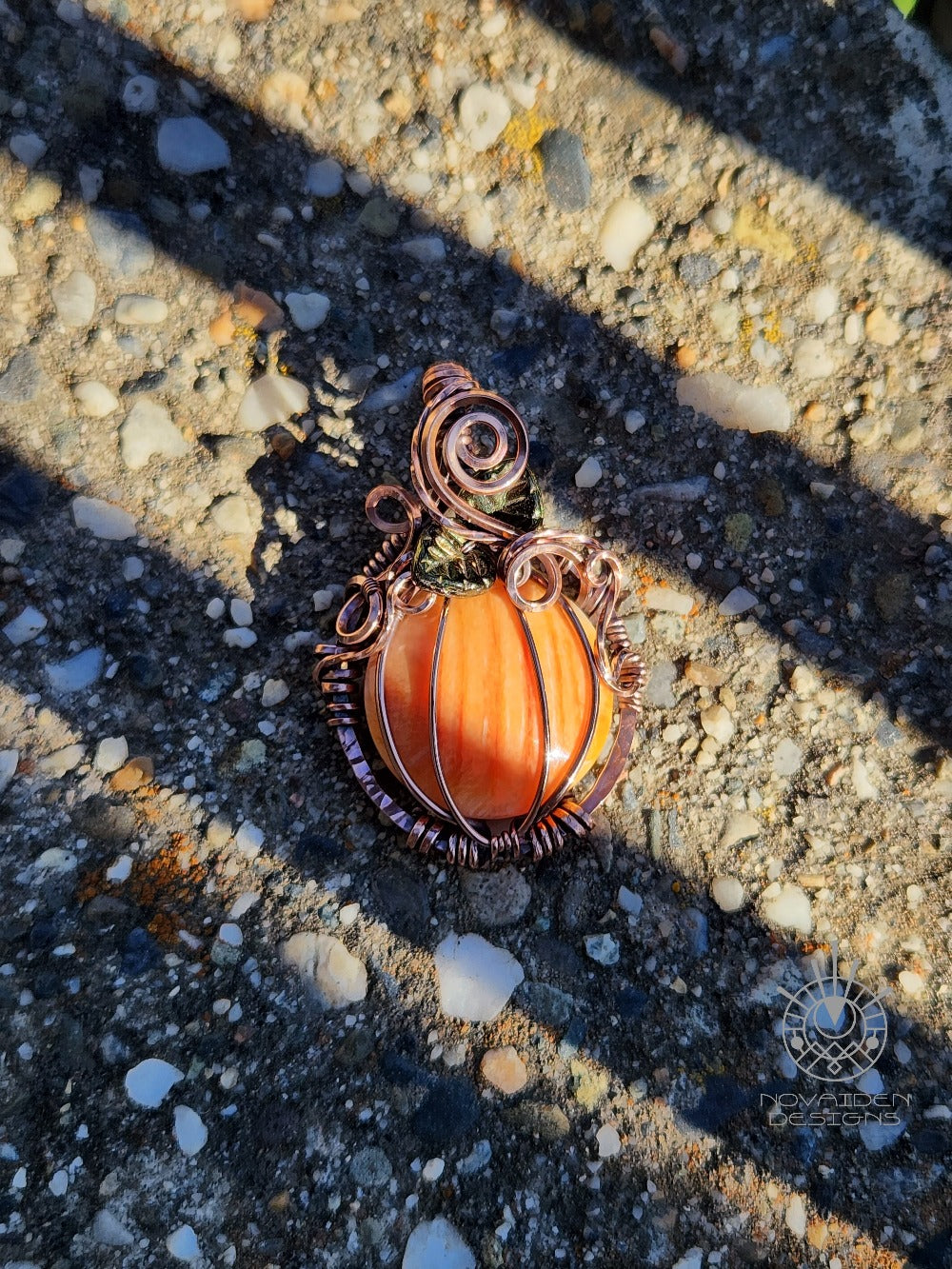Spiny Oyster Shell Copper Pumpkin pendant
