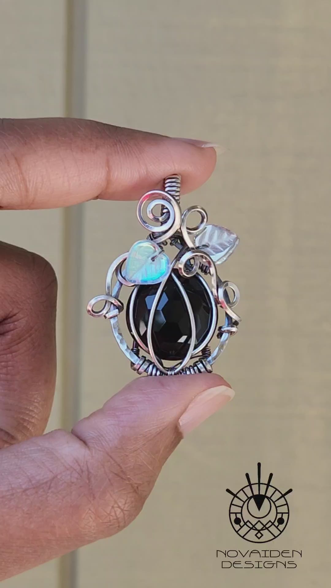 Load and play video in Gallery viewer, Faceted Obsidian Silver Pumpkin
