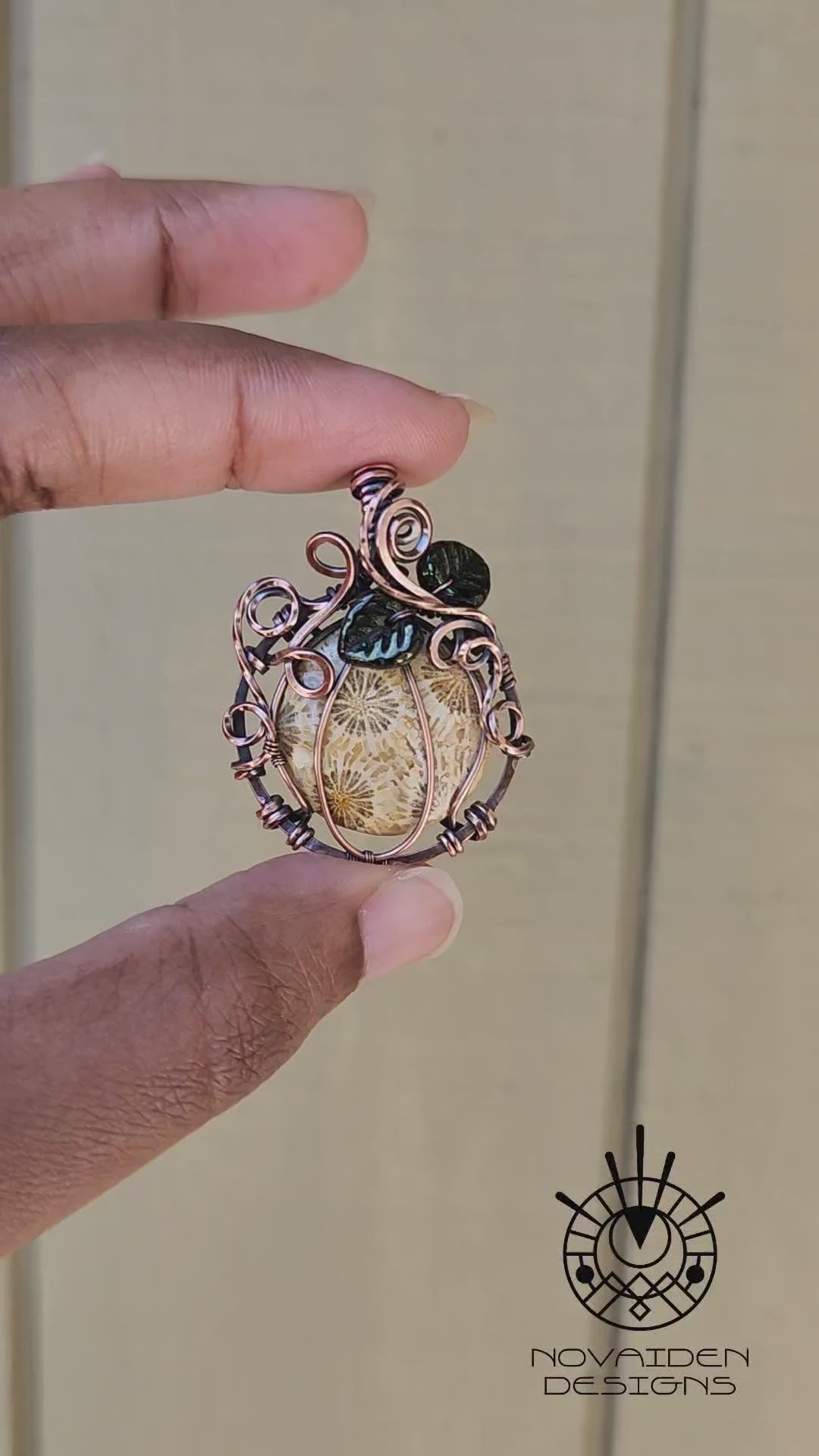 Load and play video in Gallery viewer, Fossilized Coral Copper Pumpkin