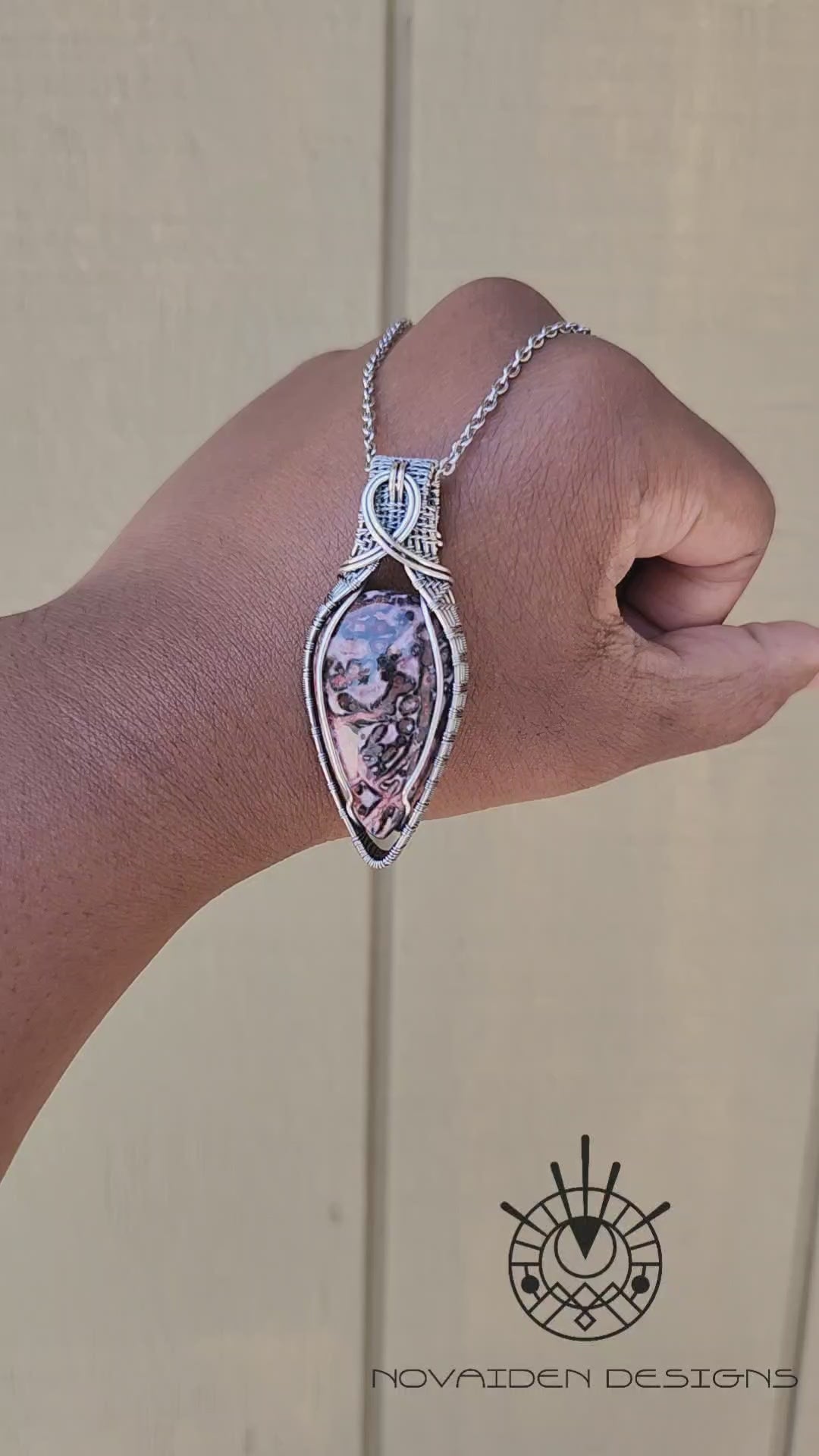 Load and play video in Gallery viewer, Leopard Skin Jasper in Silver Pendant