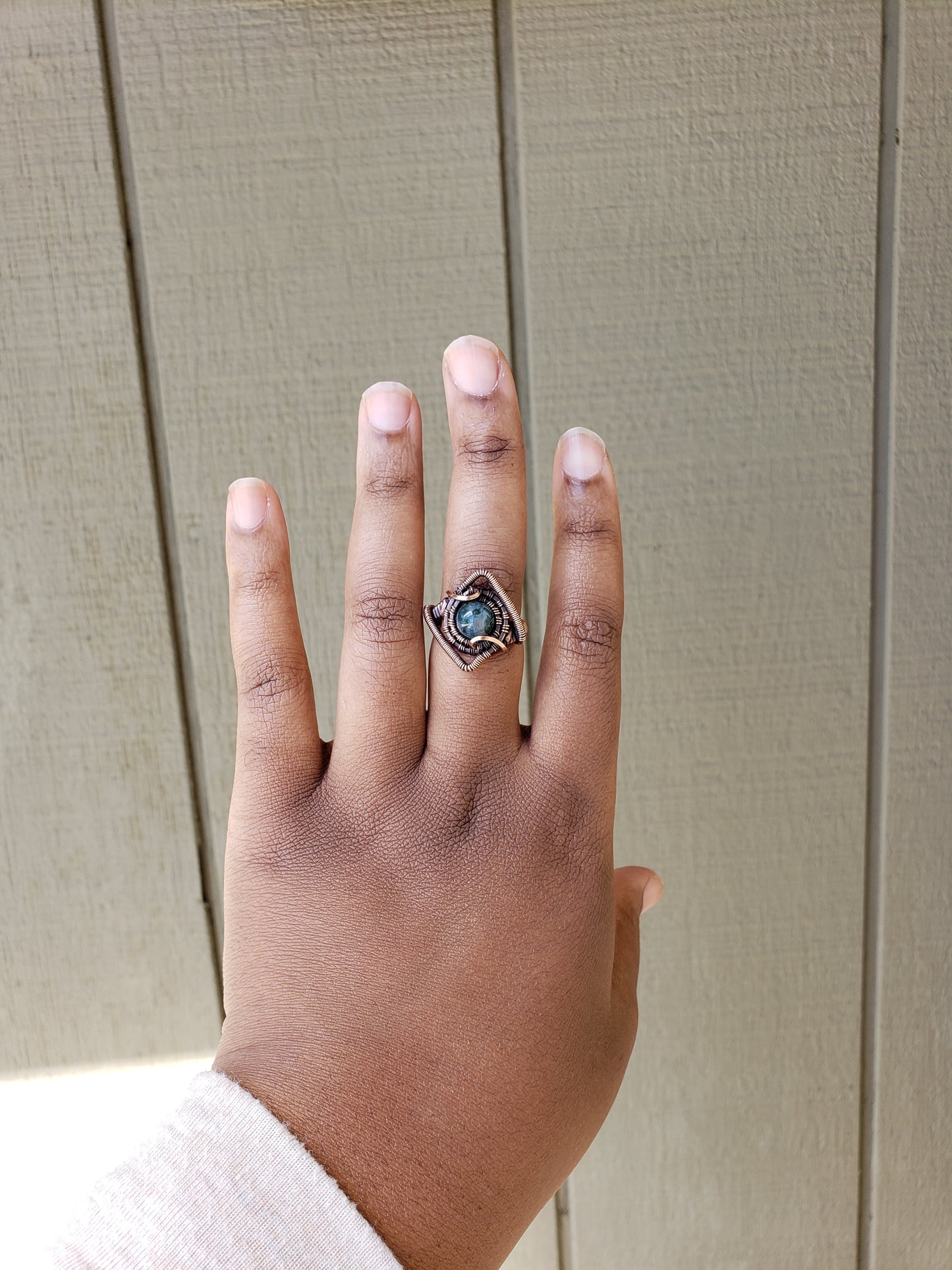 Moss Agate in Solid Copper Ring