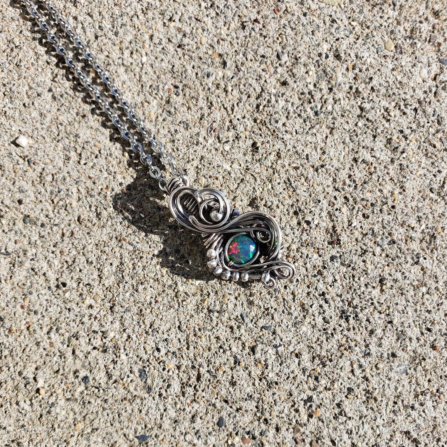 Faceted Black Ethiopian Opal in Sterling Silver Pendant