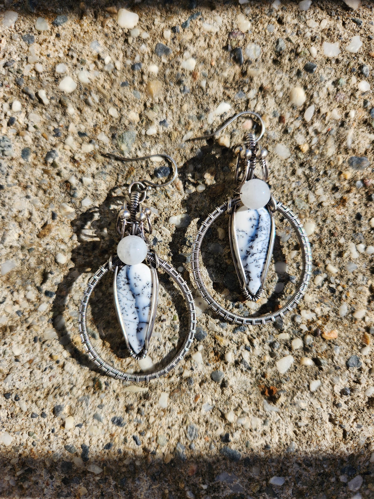 Dendritic Opal & Moonstone Earrings