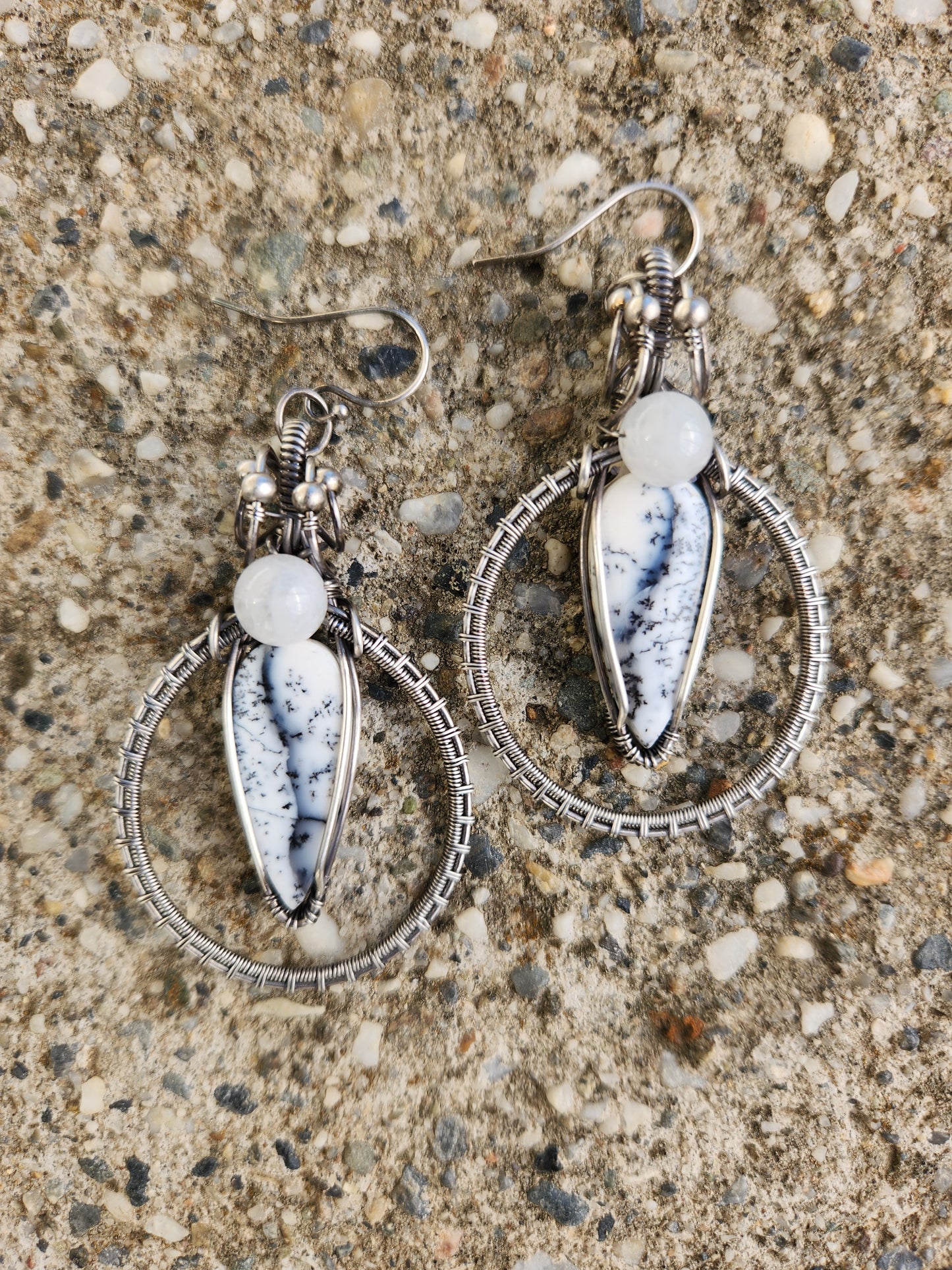 Dendritic Opal & Moonstone Earrings