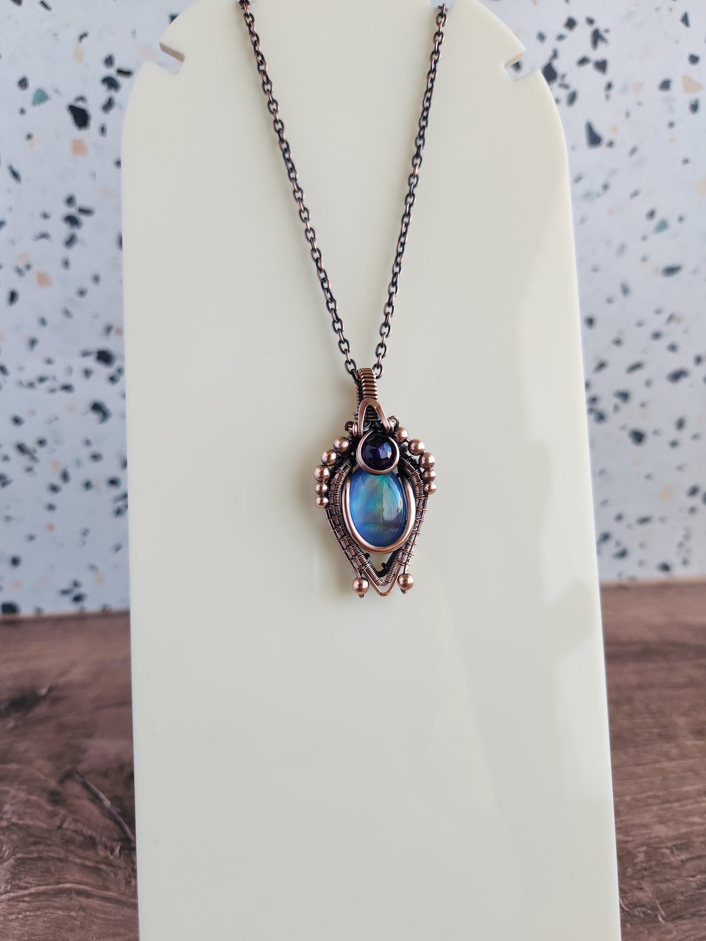 Aurora Opal & Amethyst Pendant