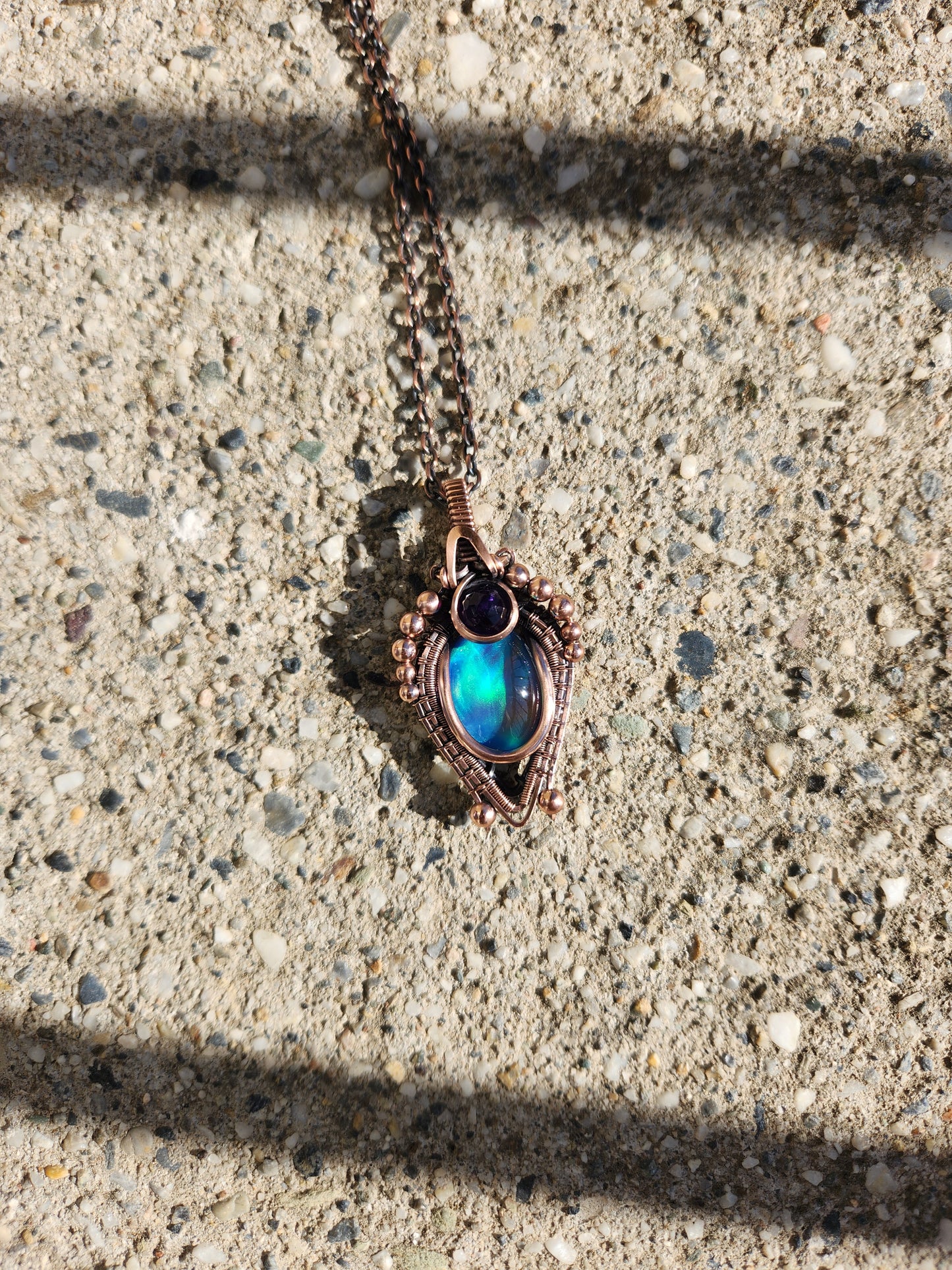 Aurora Opal & Amethyst Pendant