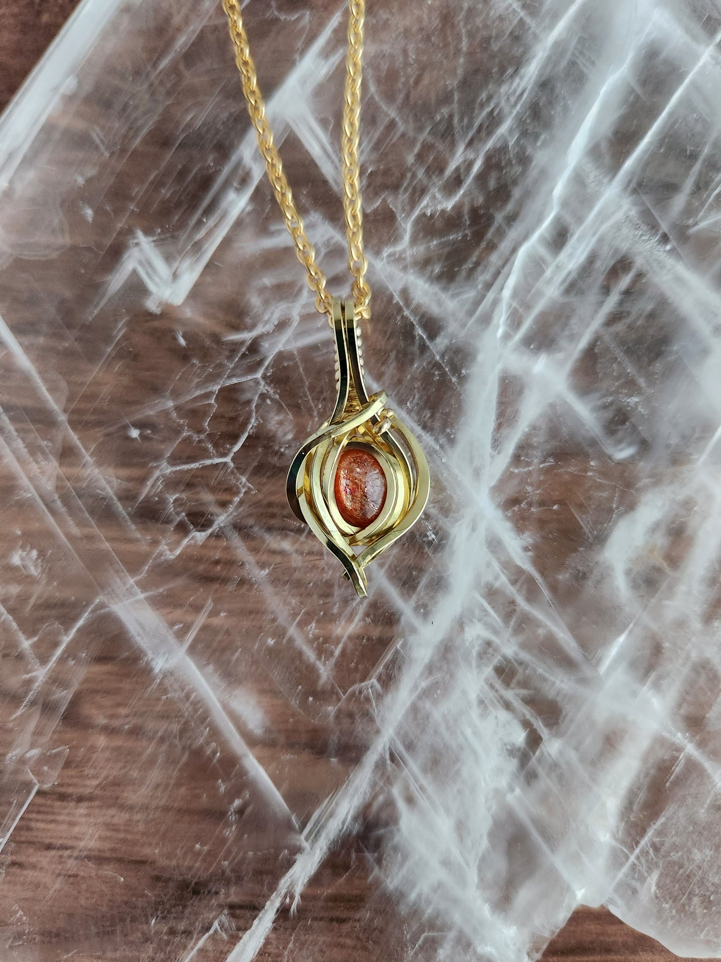 Brass Sunstone Mini Pendant