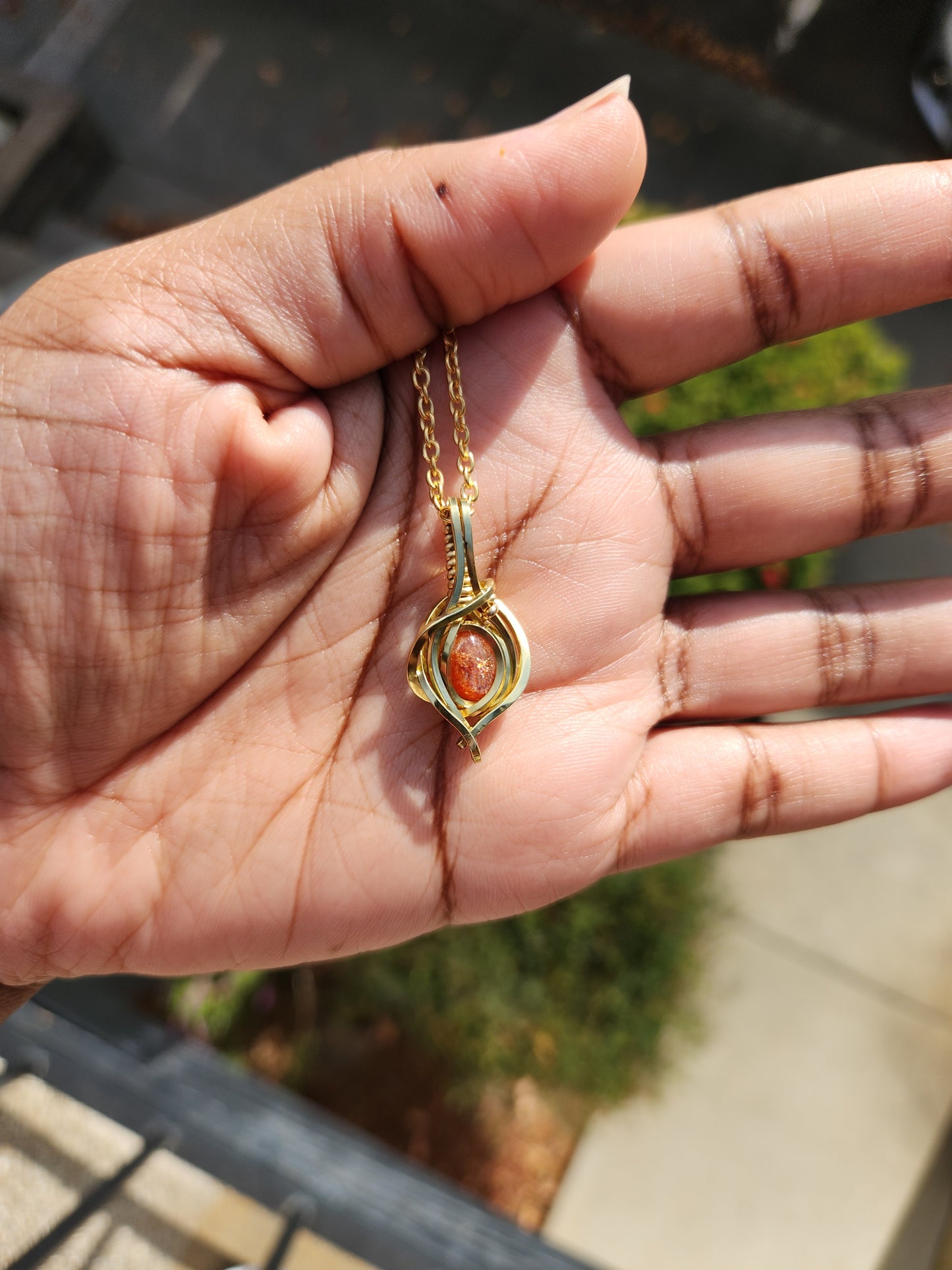 Brass Sunstone Mini Pendant