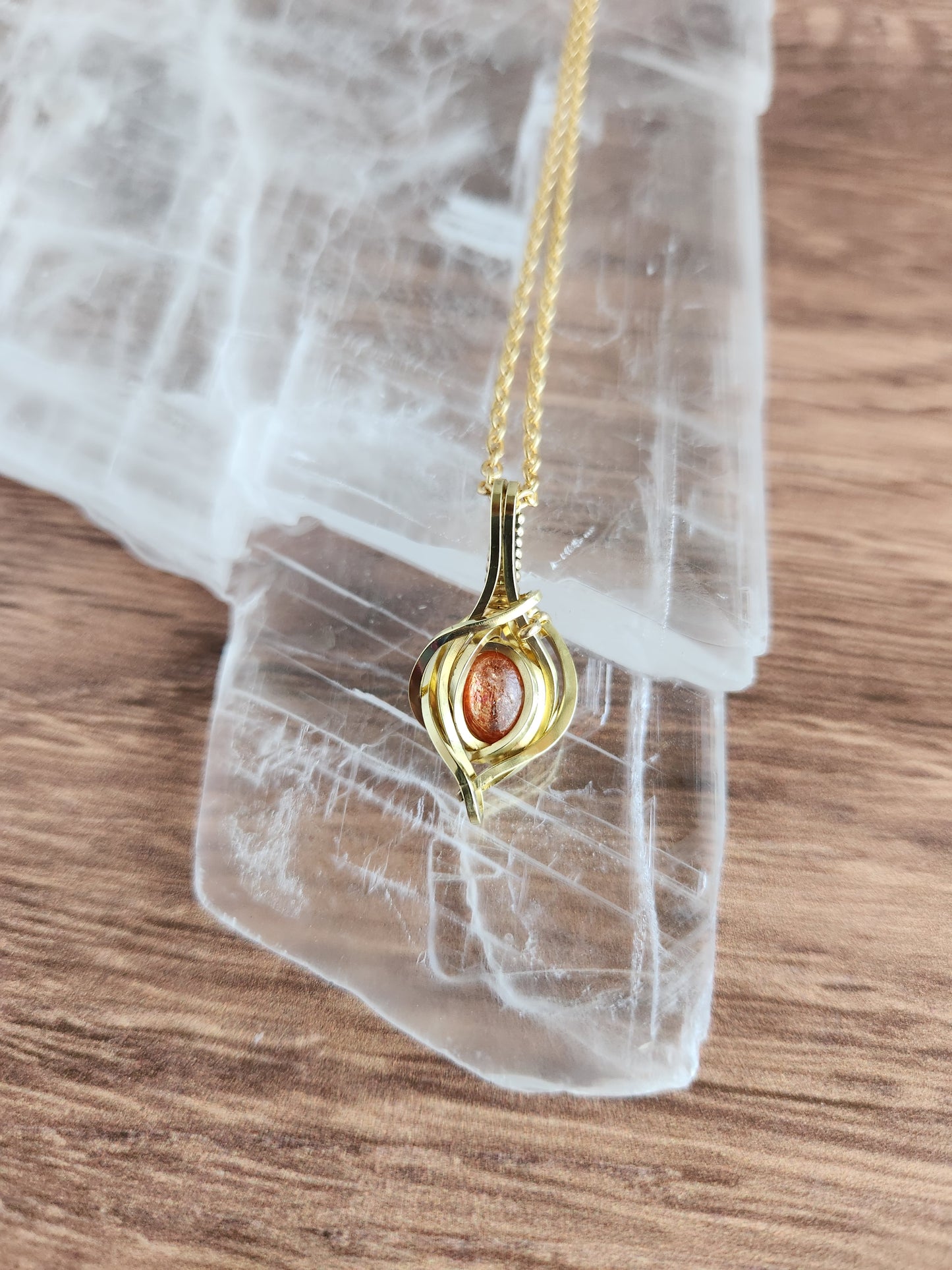 Brass Sunstone Mini Pendant