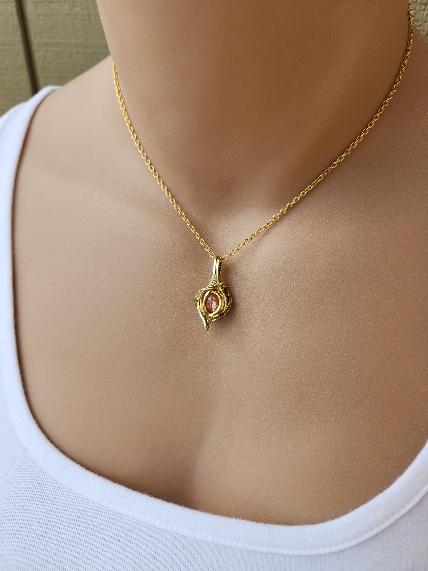 Brass Sunstone Mini Pendant