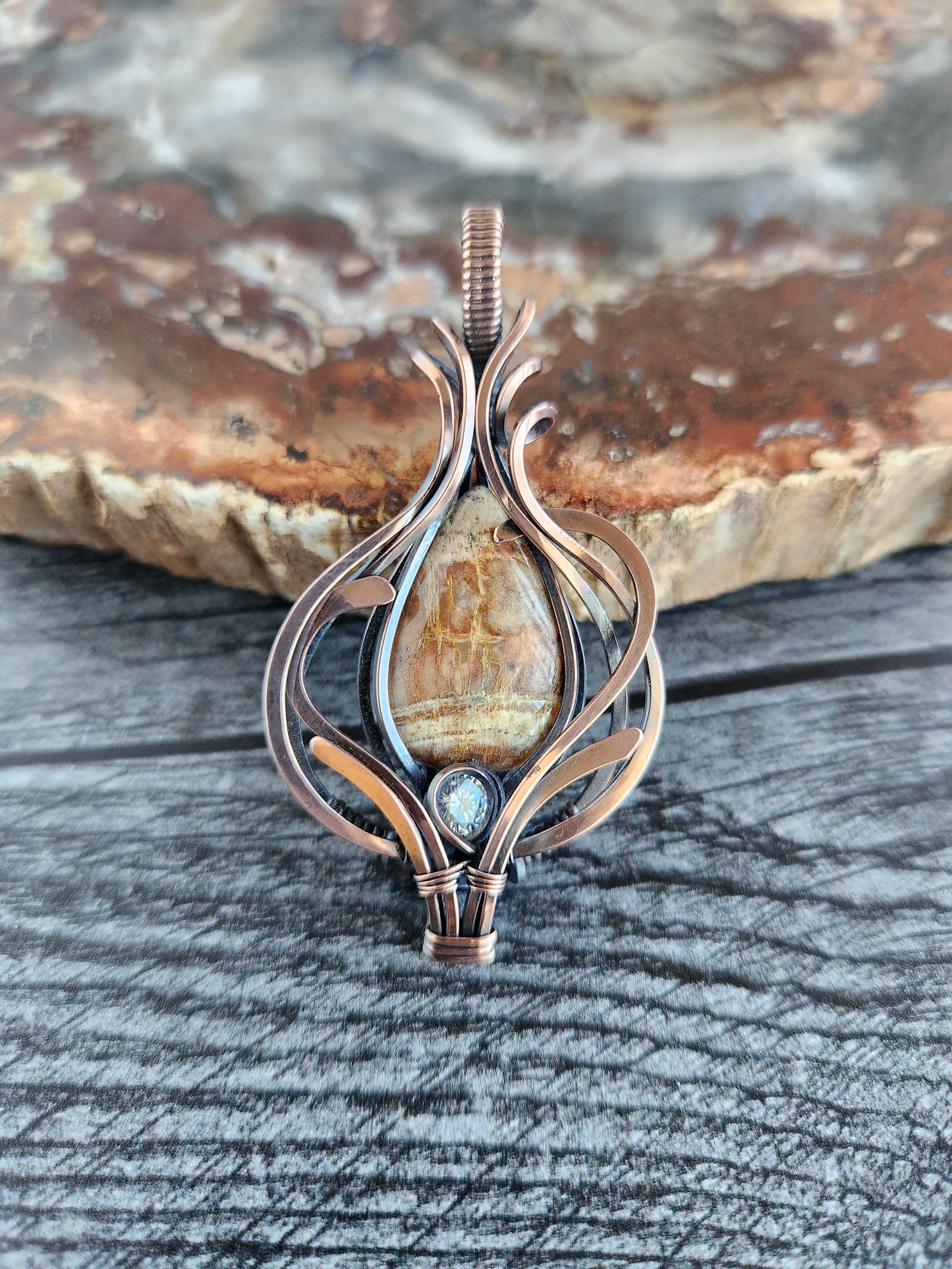 Arizona Petrified Wood & CZ Talisman