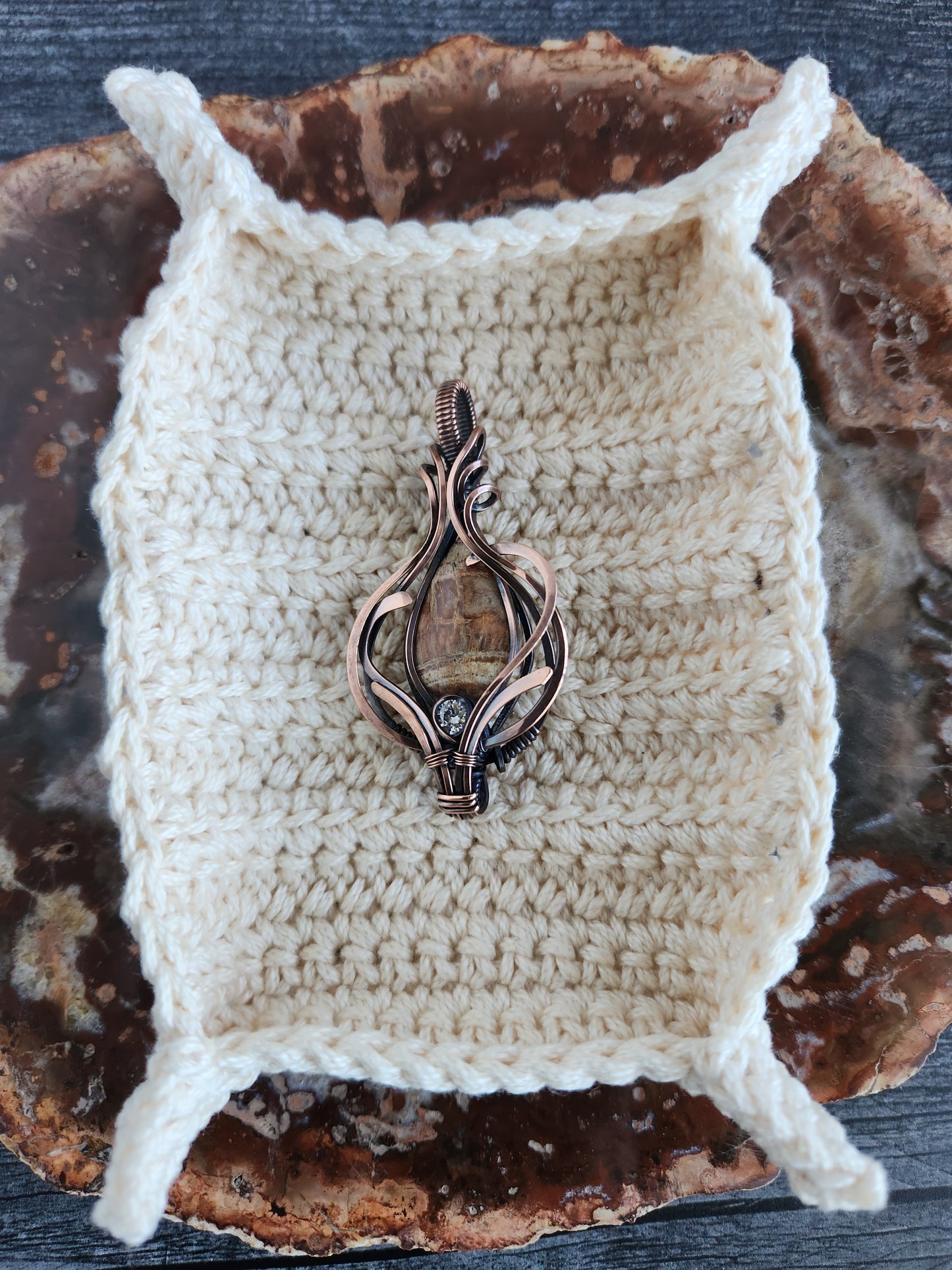 Arizona Petrified Wood & CZ Talisman
