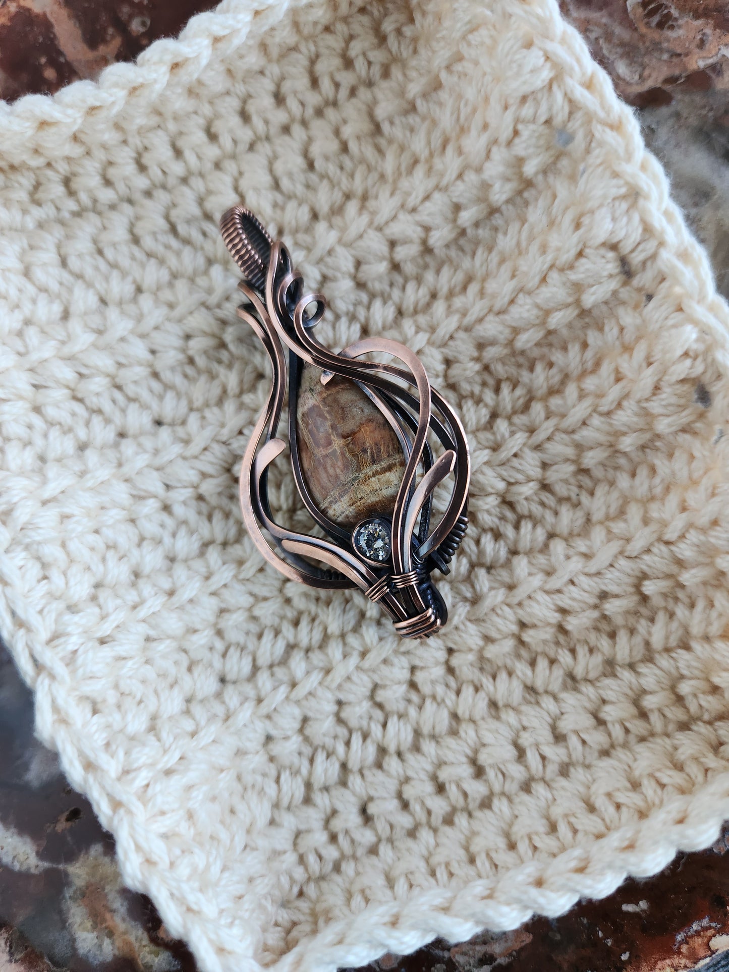 Arizona Petrified Wood & CZ Talisman