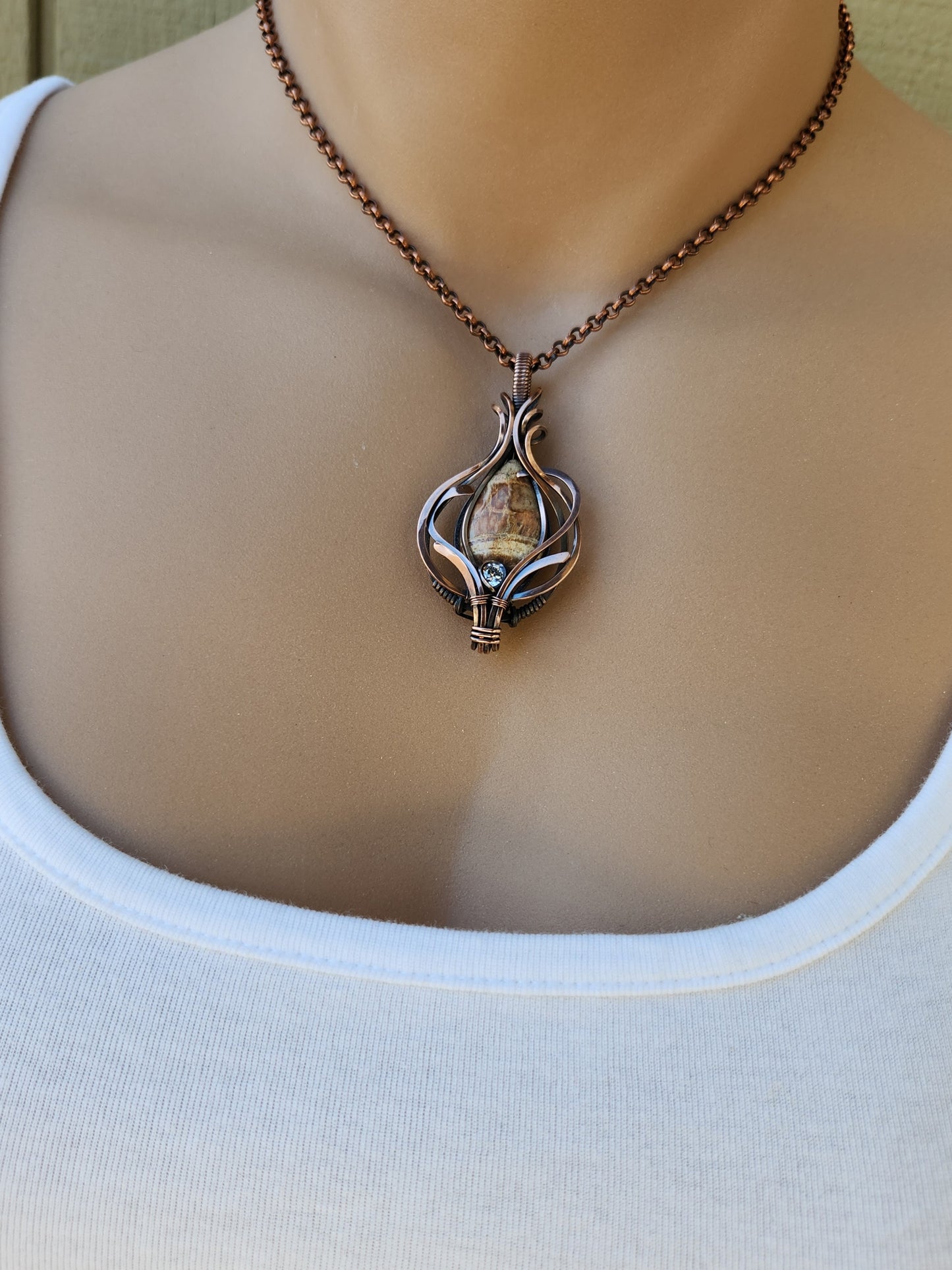 Arizona Petrified Wood & CZ Talisman