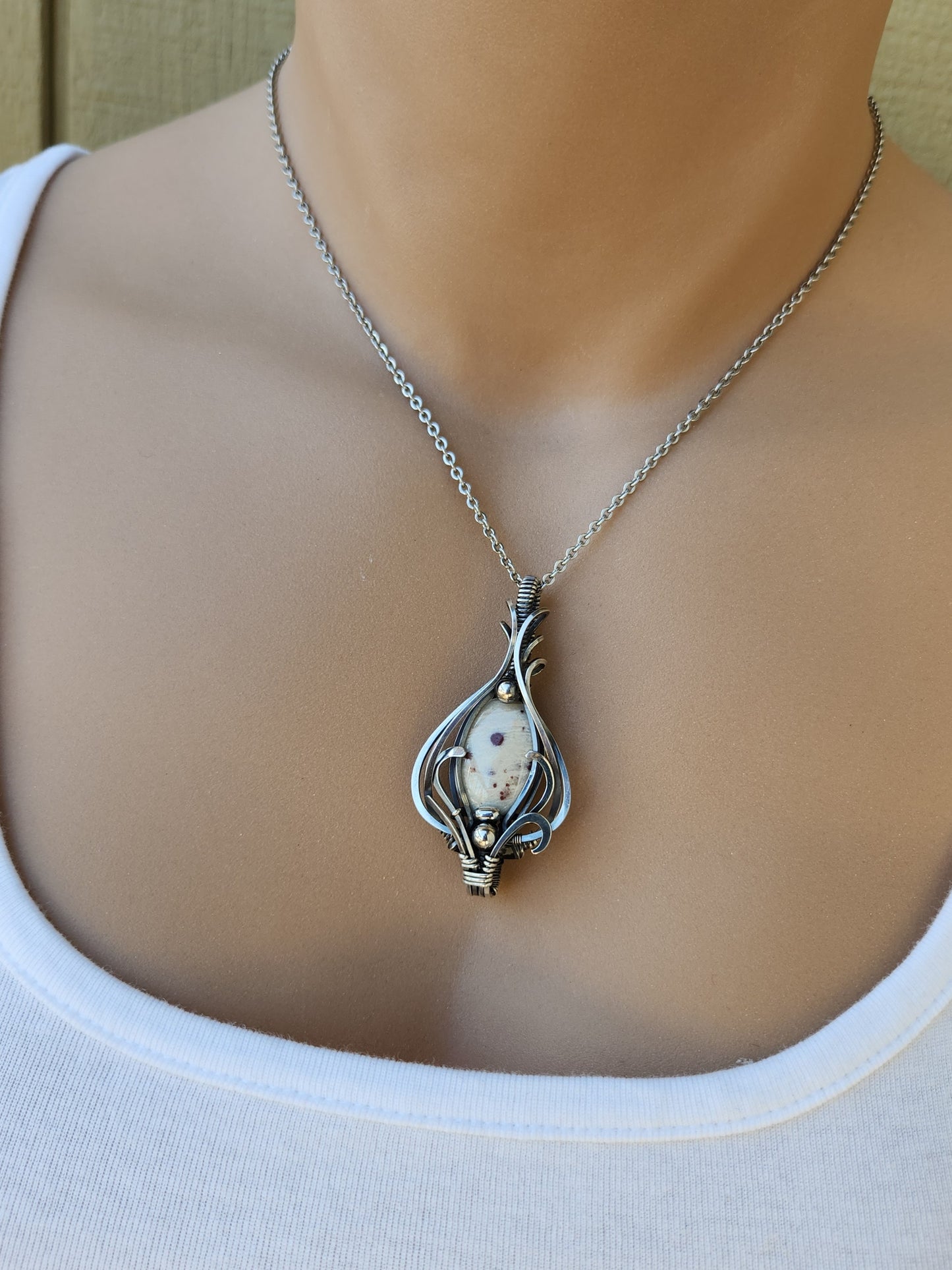 Sterling Silver Cinnabar in Quartz Talisman