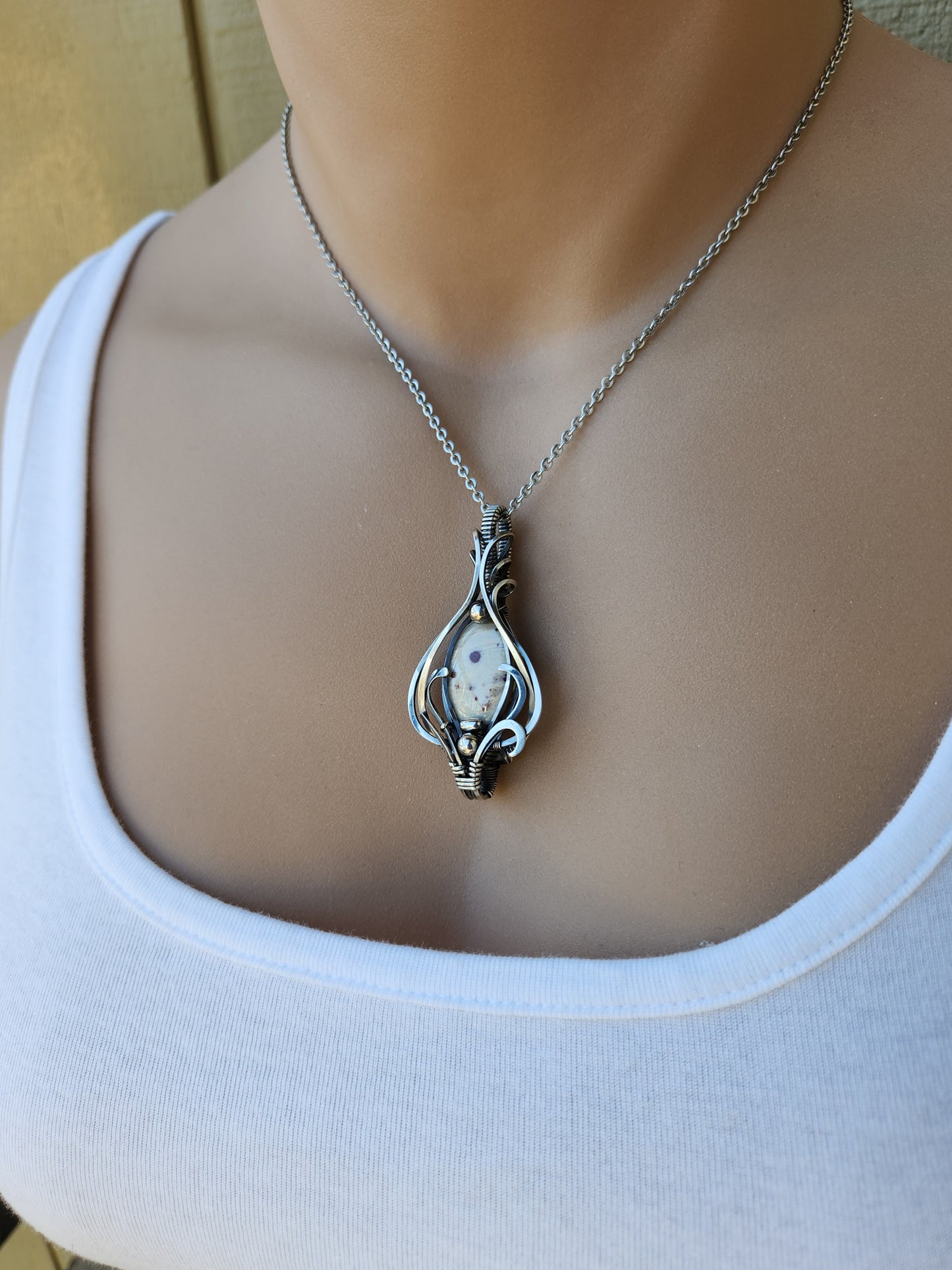Sterling Silver Cinnabar in Quartz Talisman