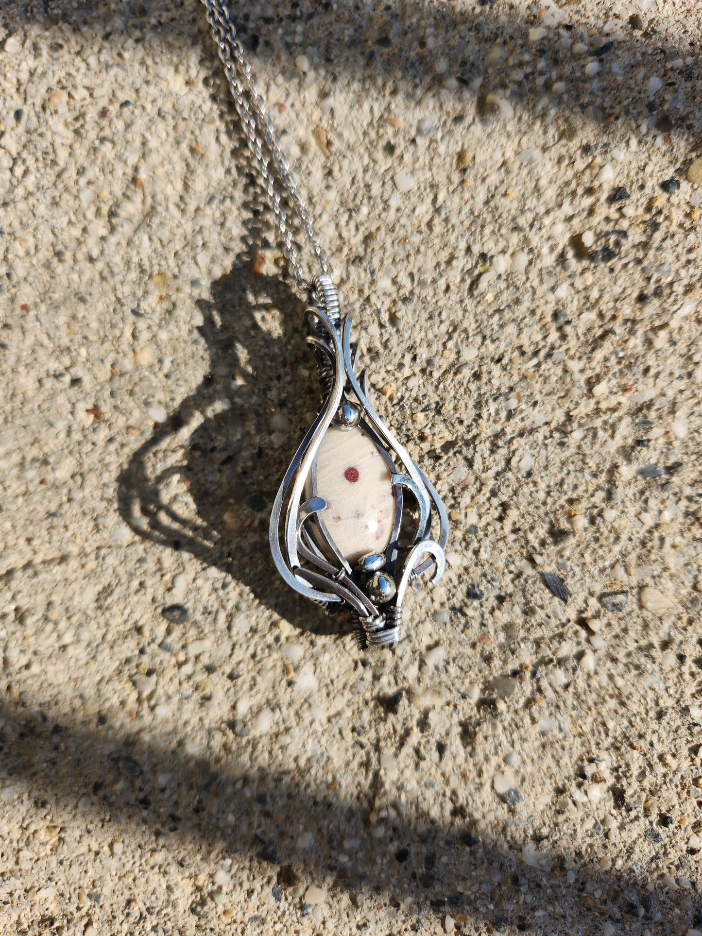 Sterling Silver Cinnabar in Quartz Talisman