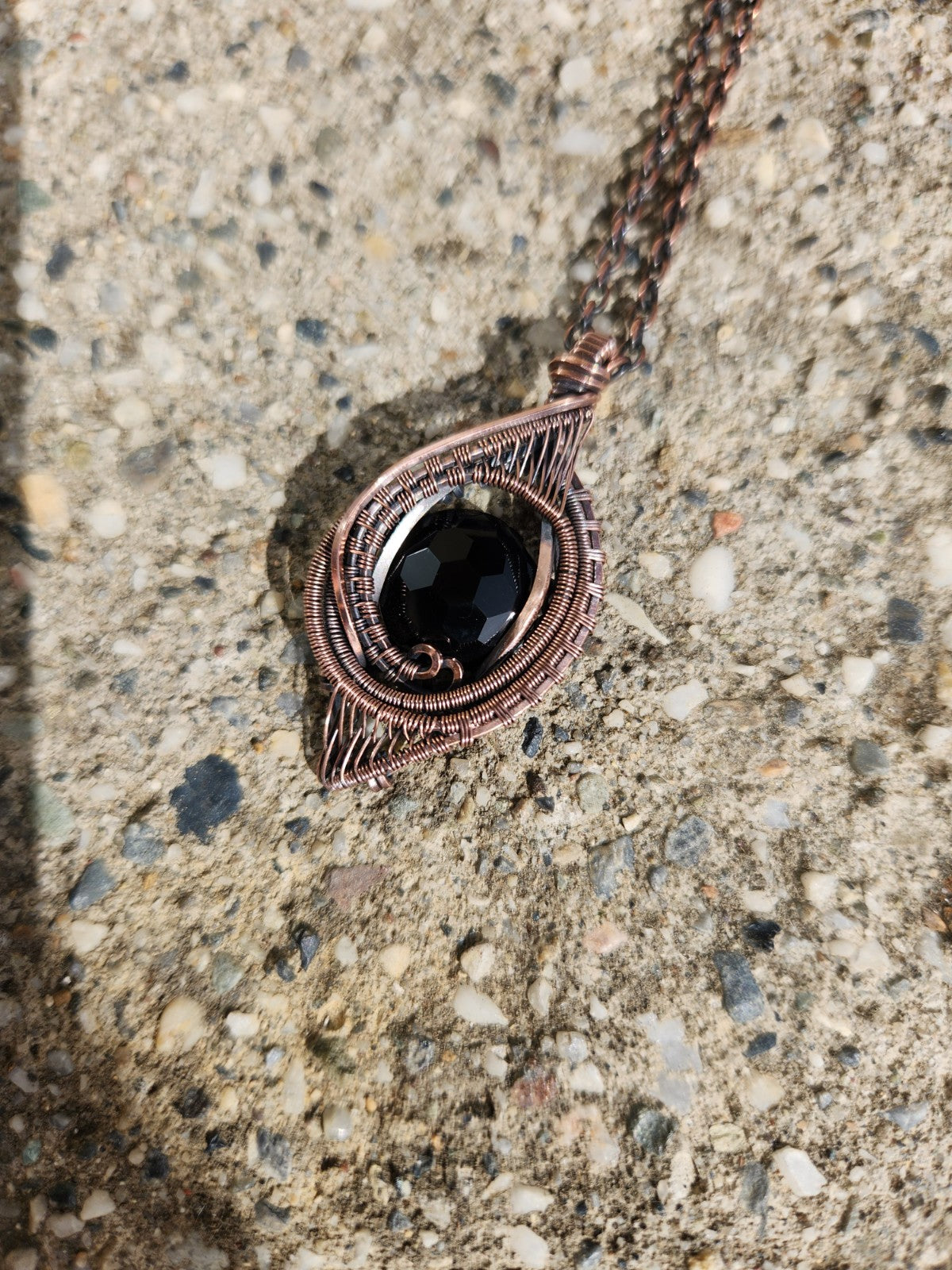 Soccer Facet Cut Onyx in Copper Amulet