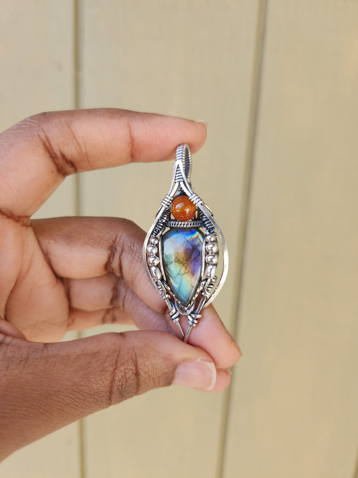 Labradorite & Carnelian Amulet
