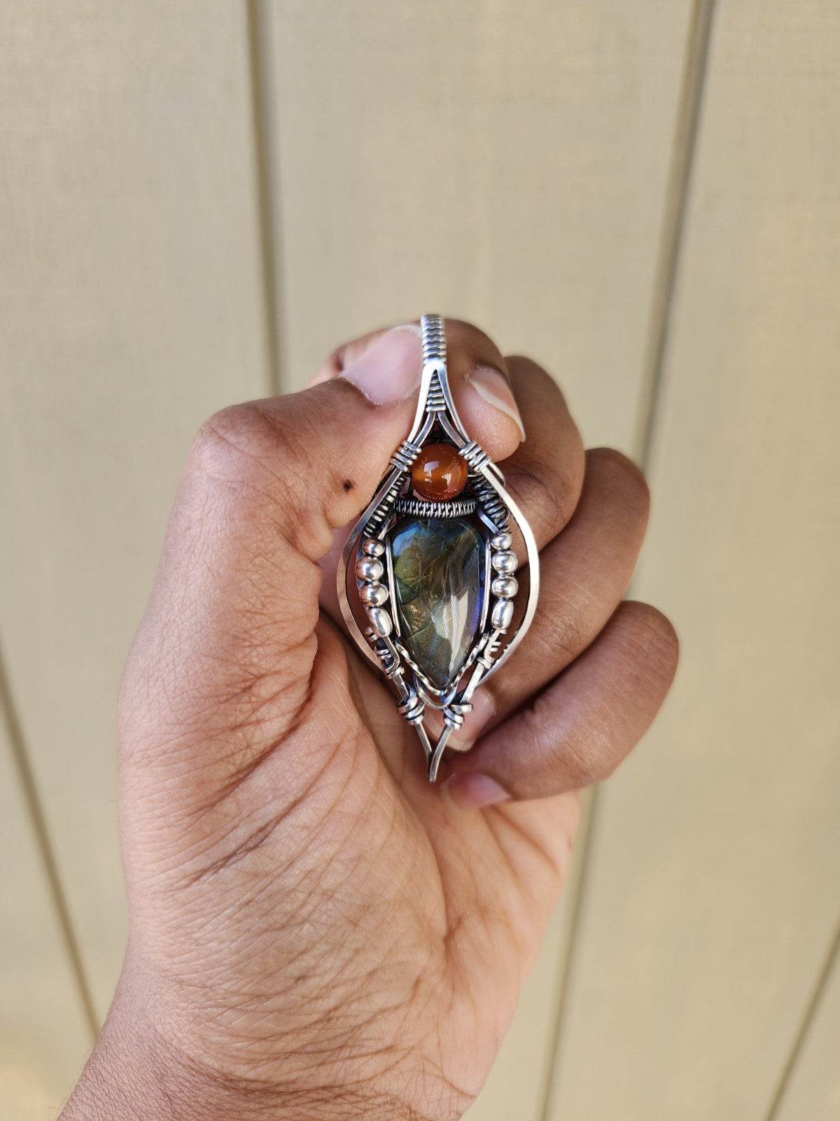 Labradorite & Carnelian Amulet