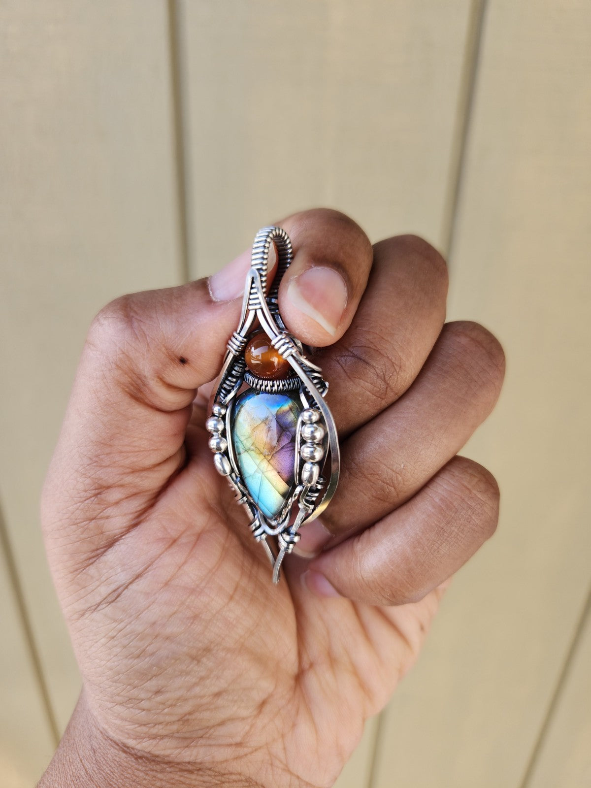 Labradorite & Carnelian Amulet