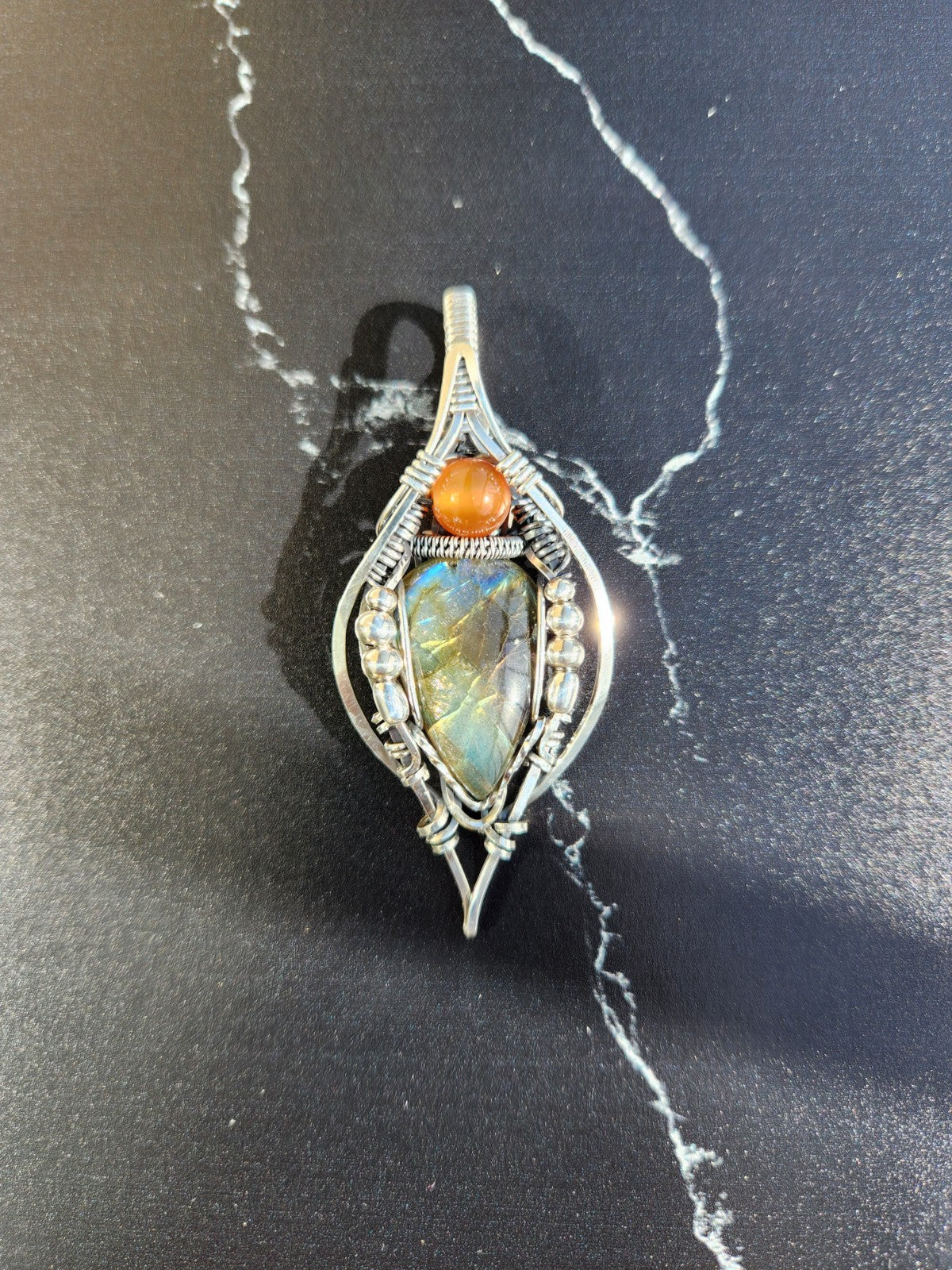 Labradorite & Carnelian Amulet