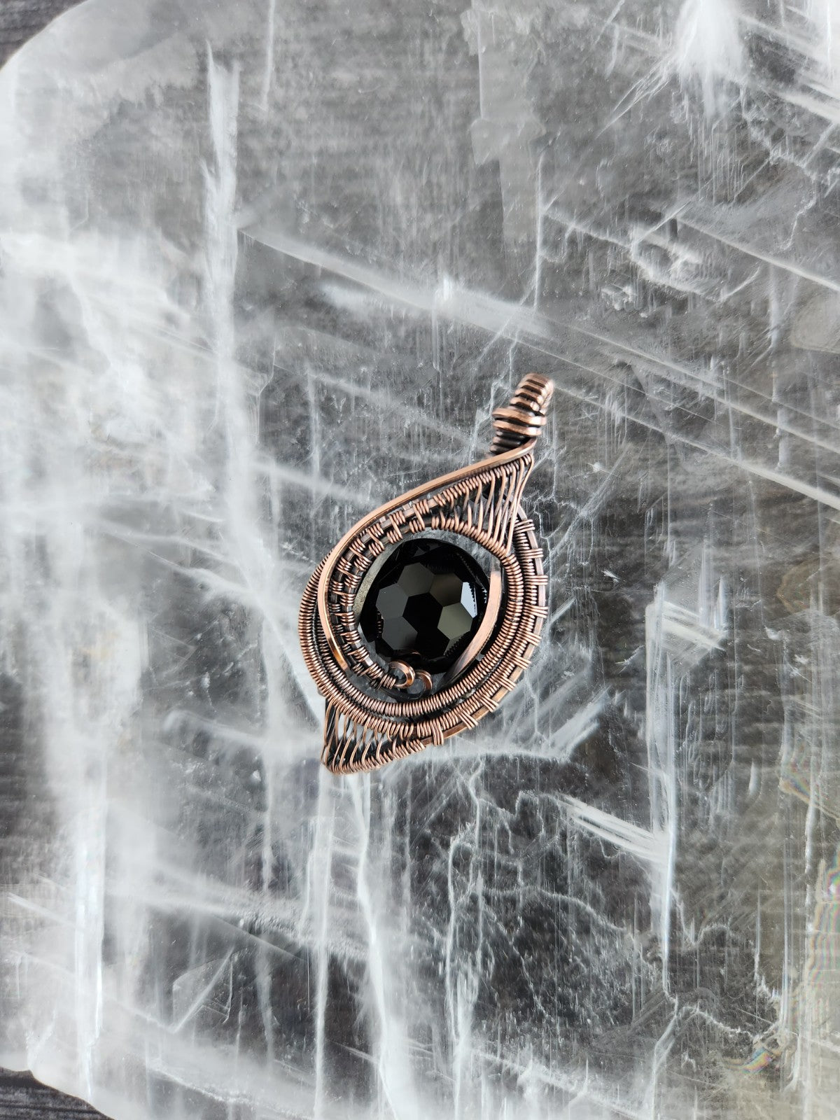 Soccer Facet Cut Onyx in Copper Amulet