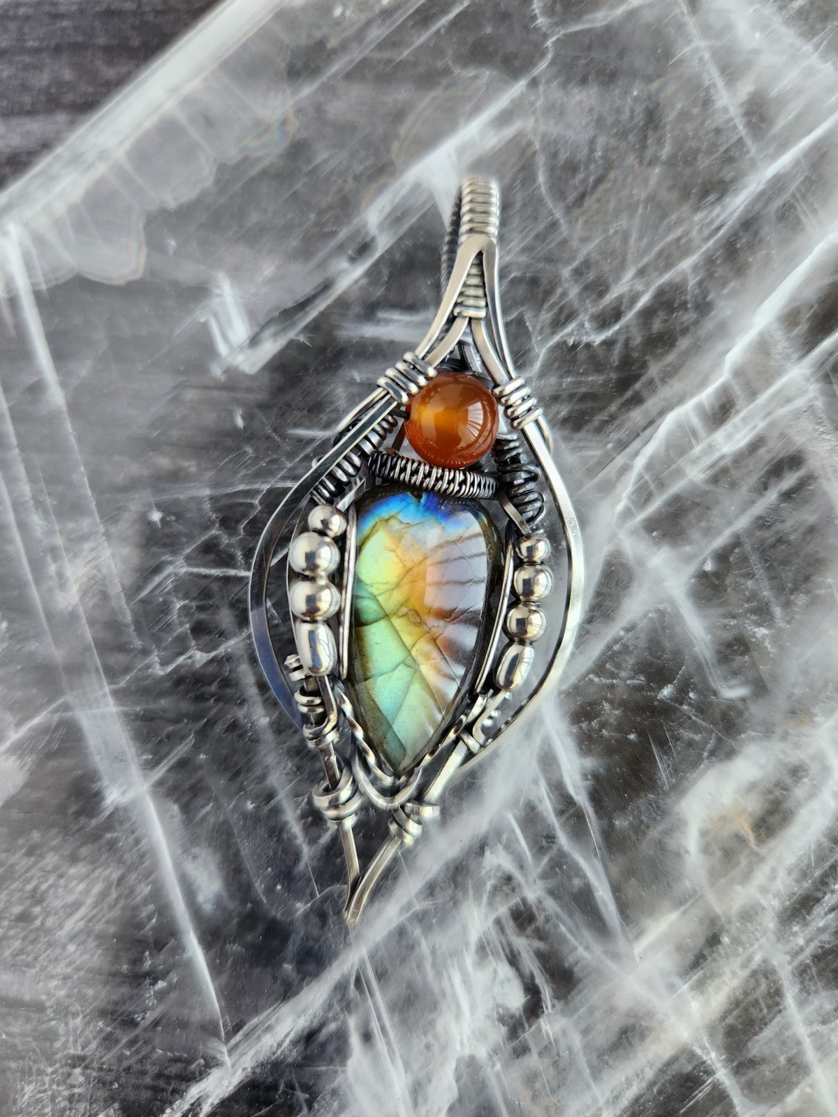 Labradorite & Carnelian Amulet