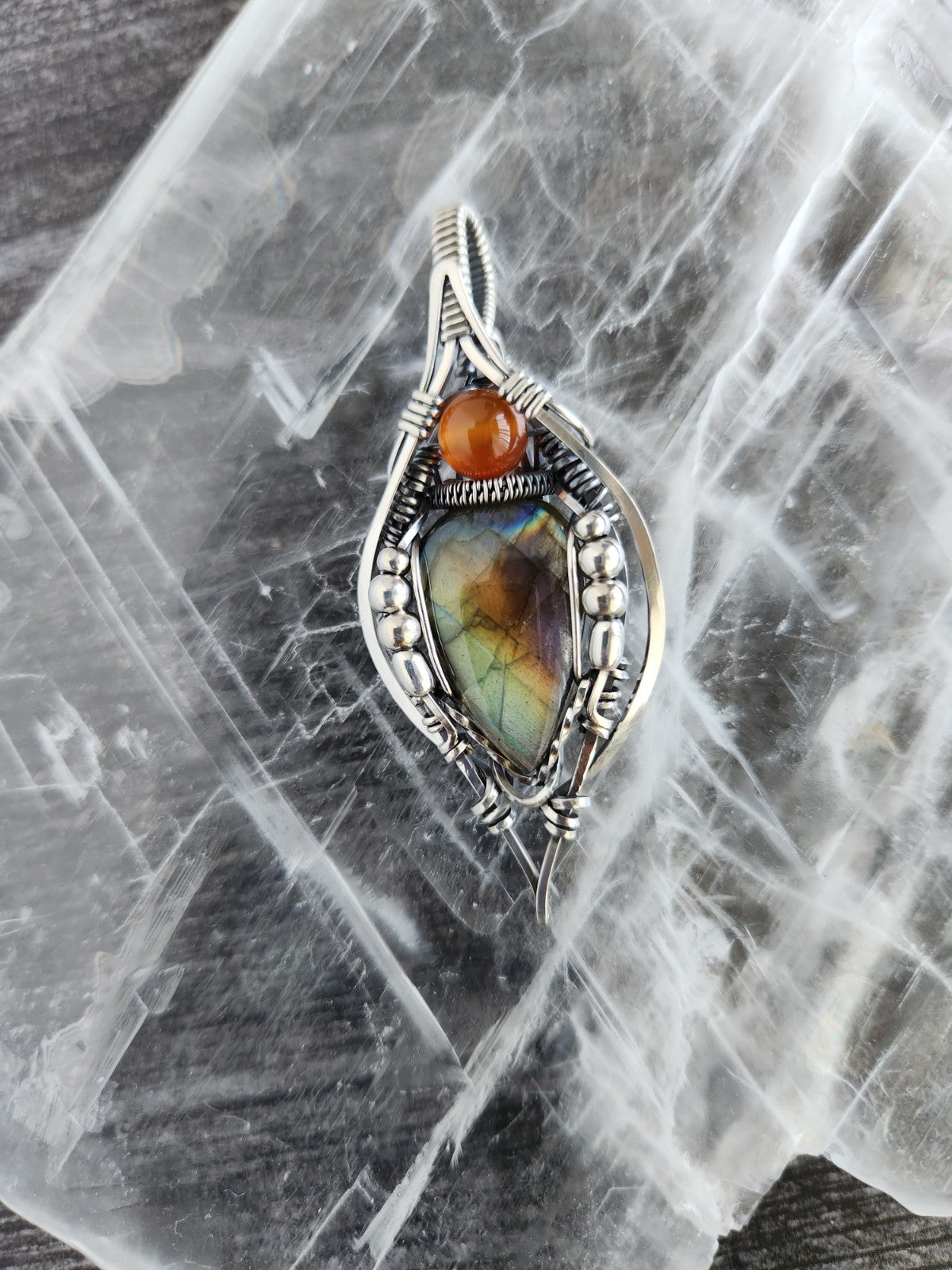 Labradorite & Carnelian Amulet