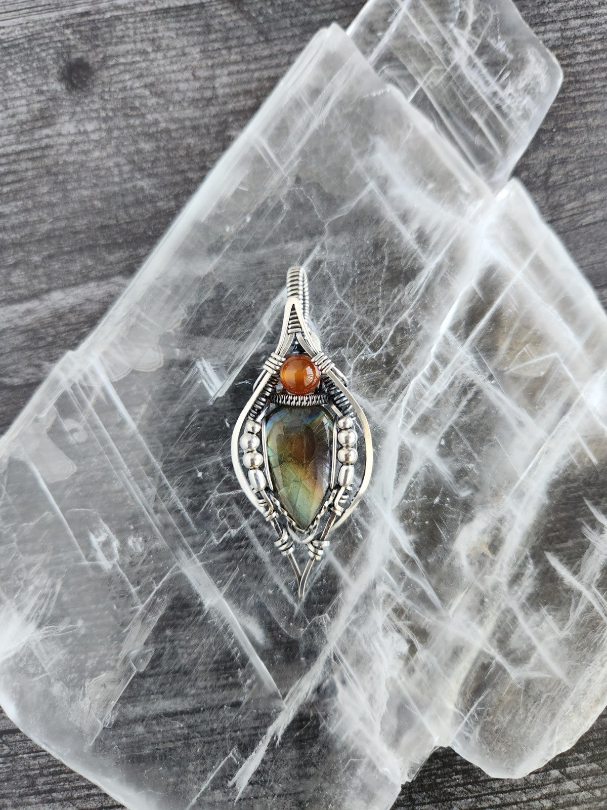 Labradorite & Carnelian Amulet