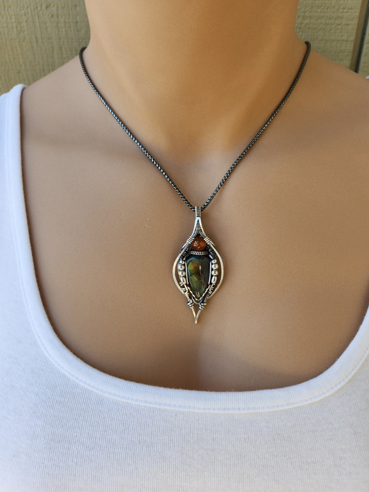 Labradorite & Carnelian Amulet