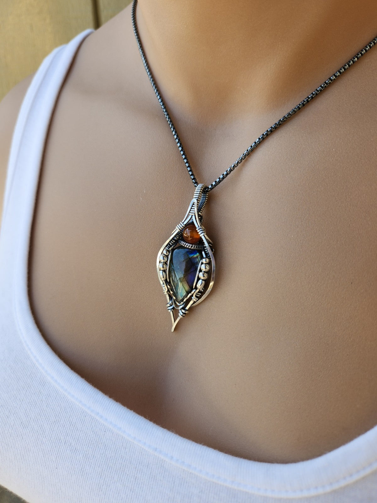 Labradorite & Carnelian Amulet