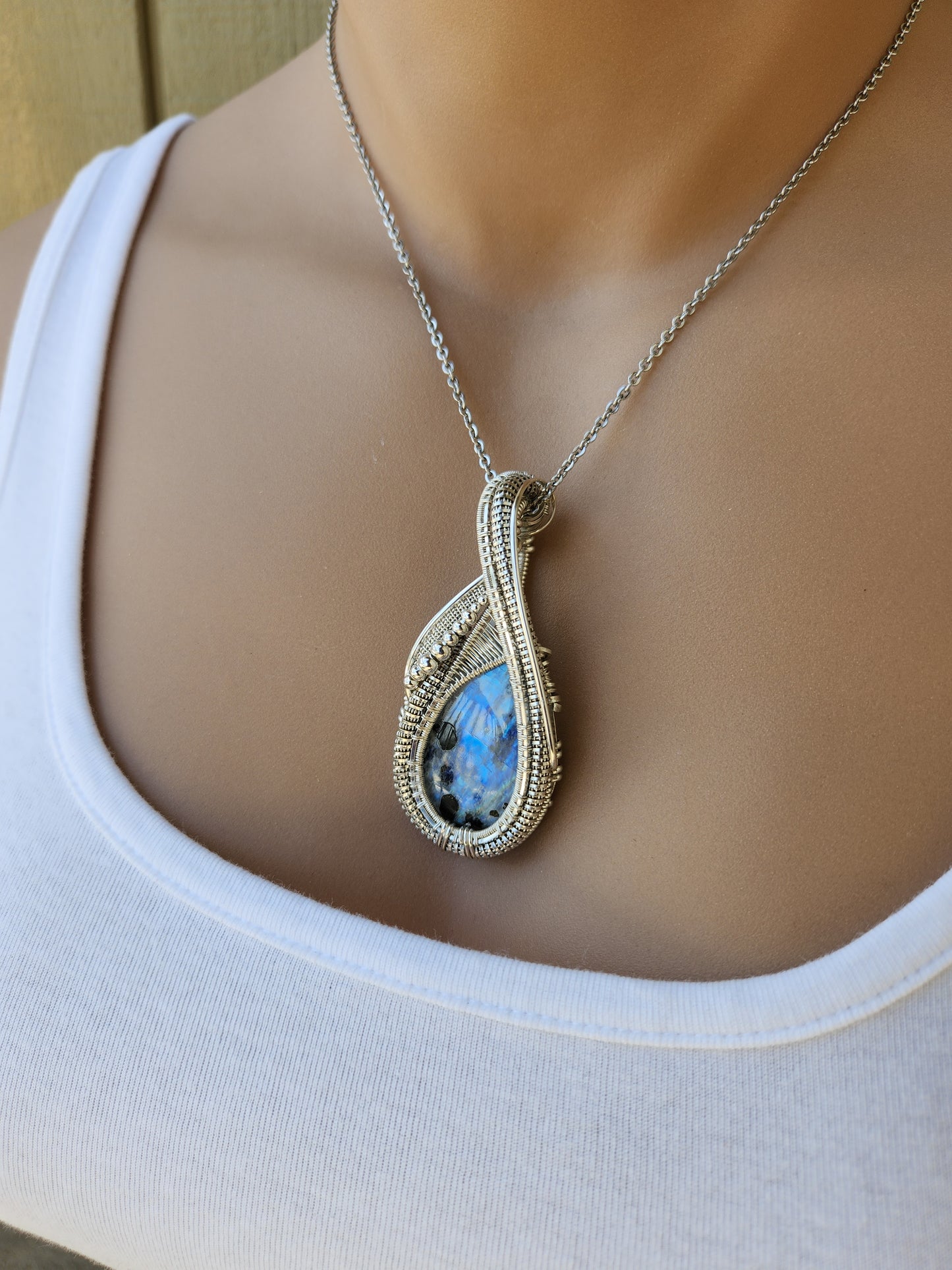 Tourmaline Rainbow Moonstone Pendant