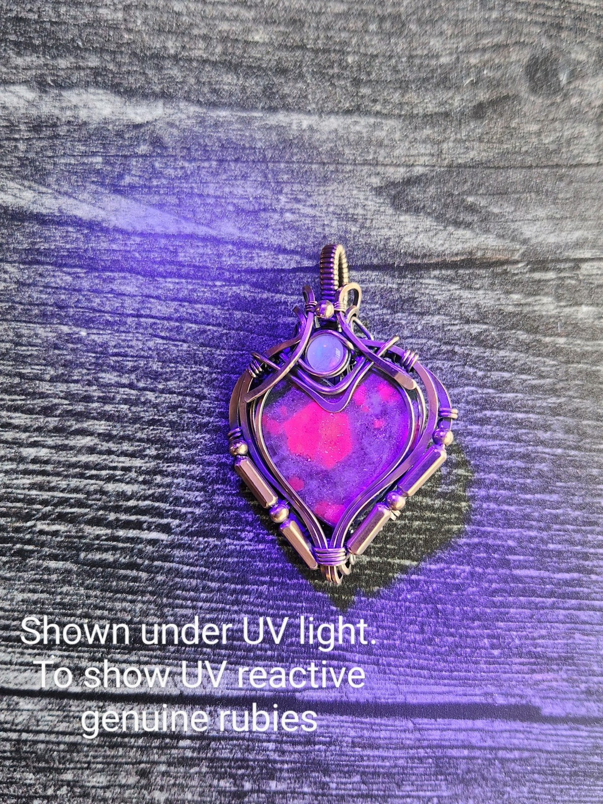 Ruby in Blue Kyanite & Rainbow Moonstone Heart Talisman