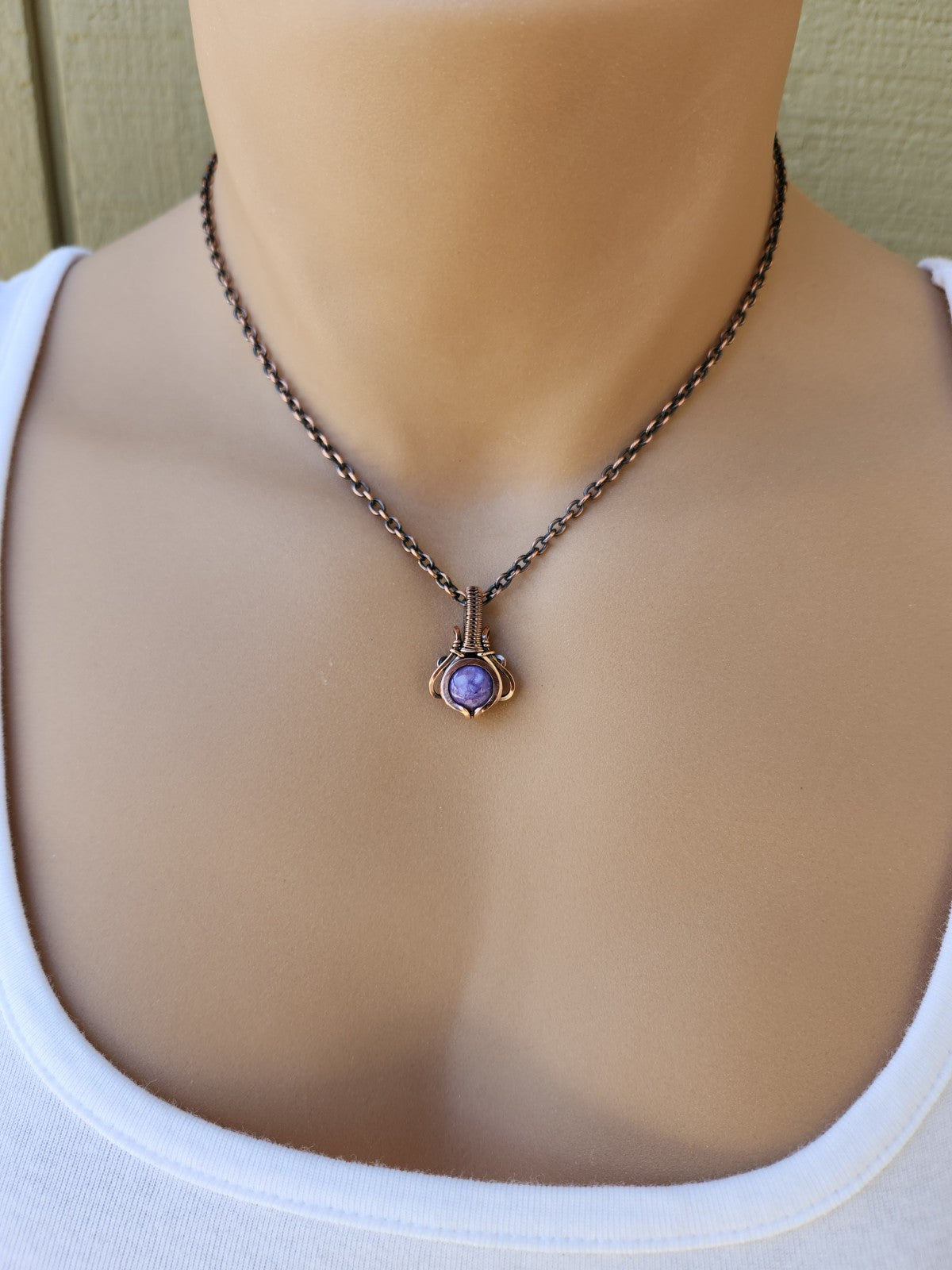 Charoite in Copper mini Pendant