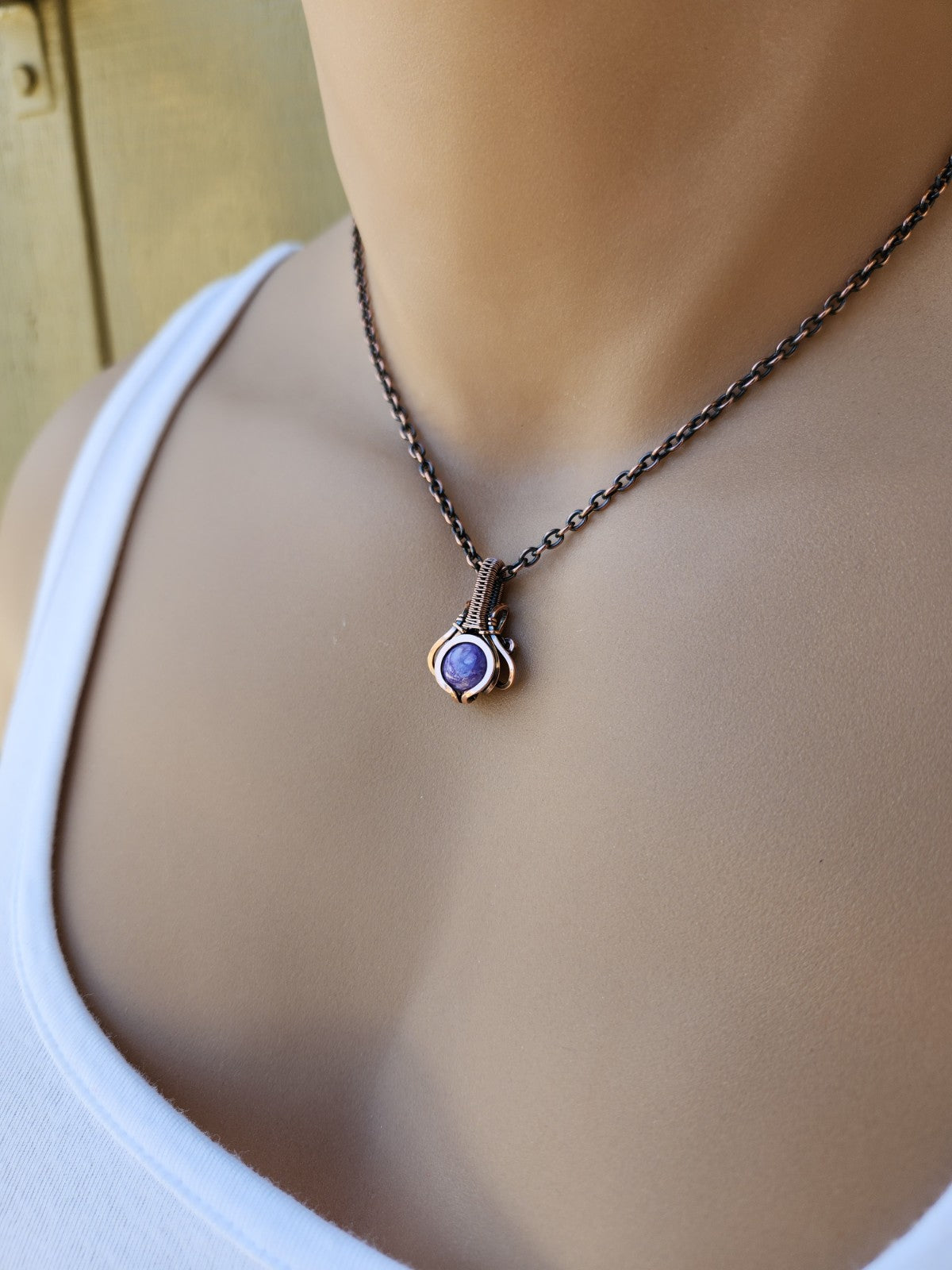 Charoite in Copper mini Pendant