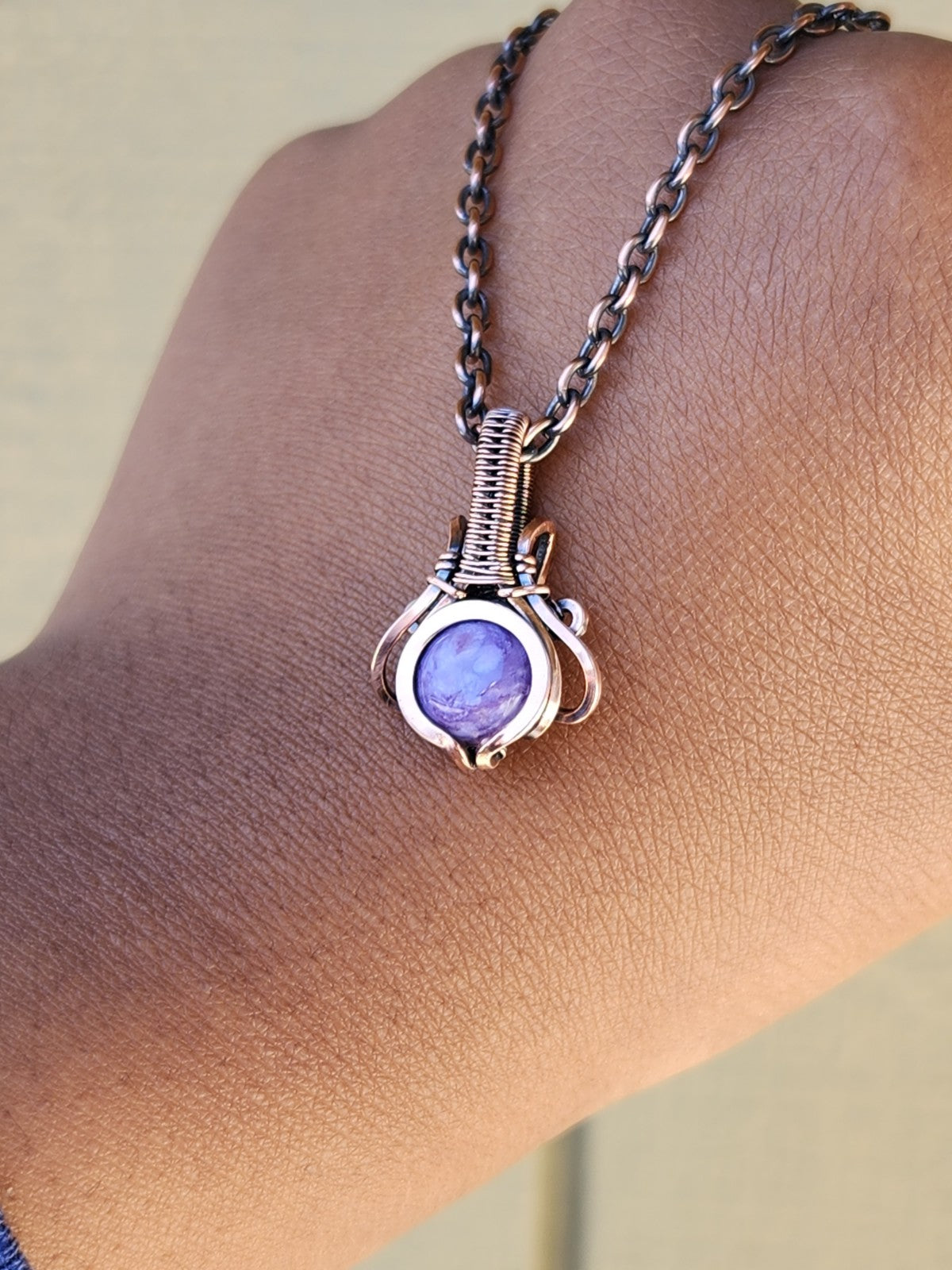 Charoite in Copper mini Pendant