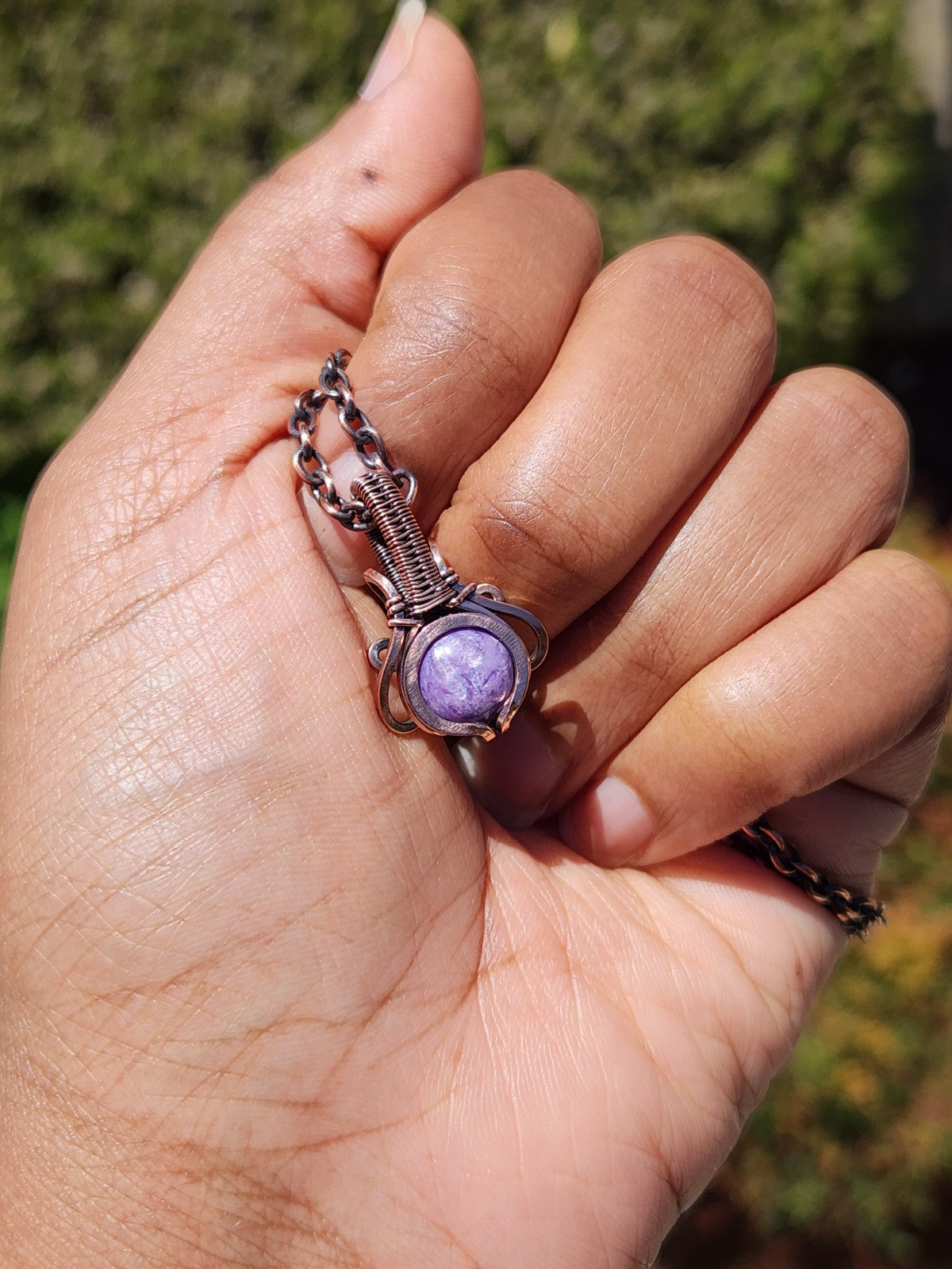 Charoite in Copper mini Pendant