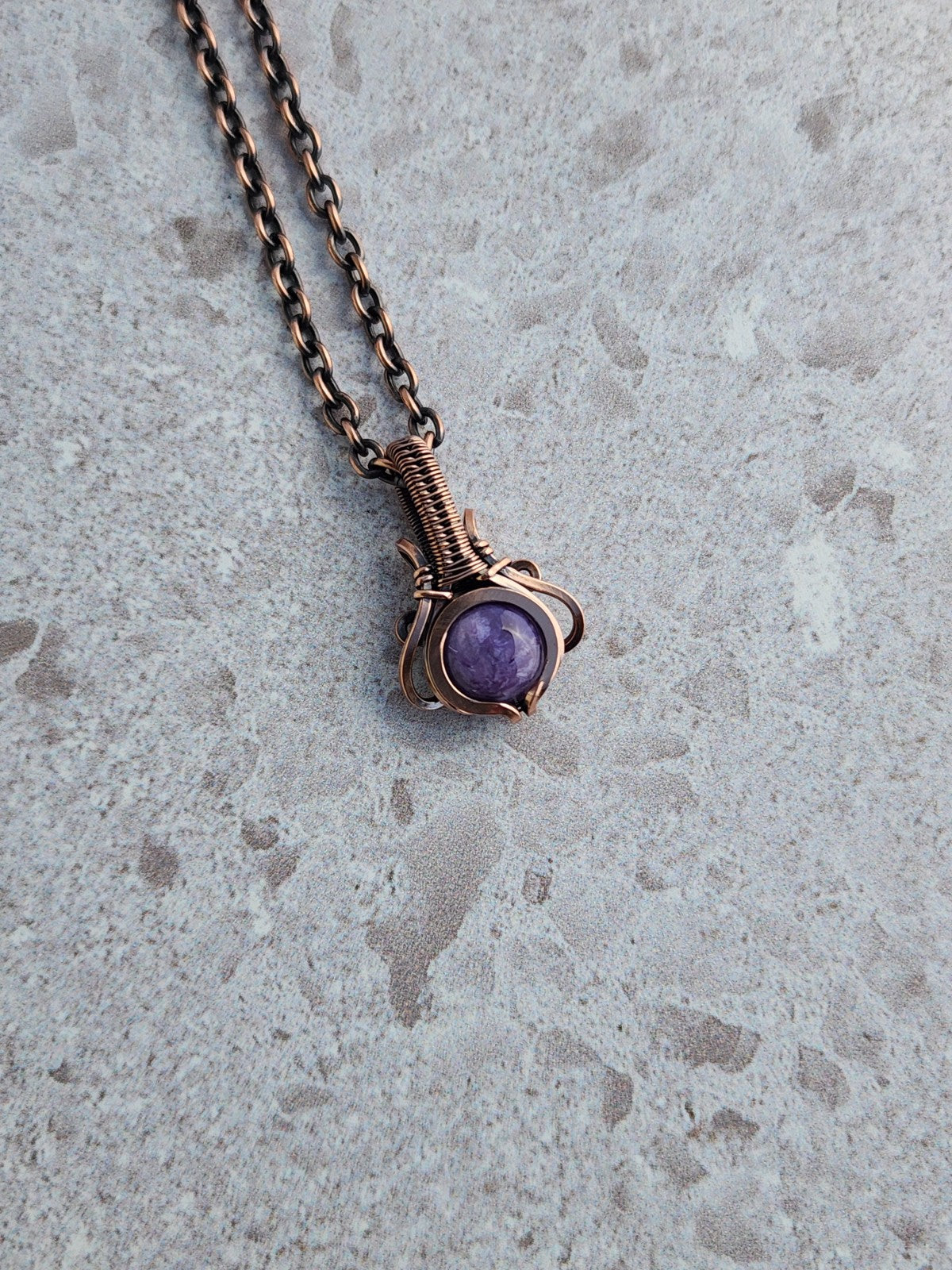 Charoite in Copper mini Pendant