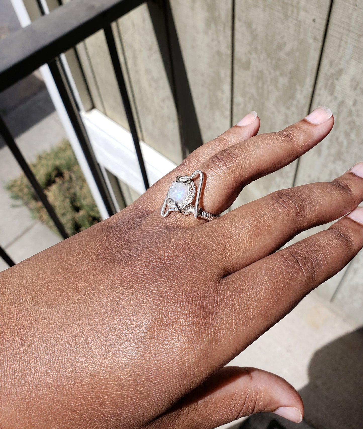 Rainbow Moonstone in Sterling Silver ring