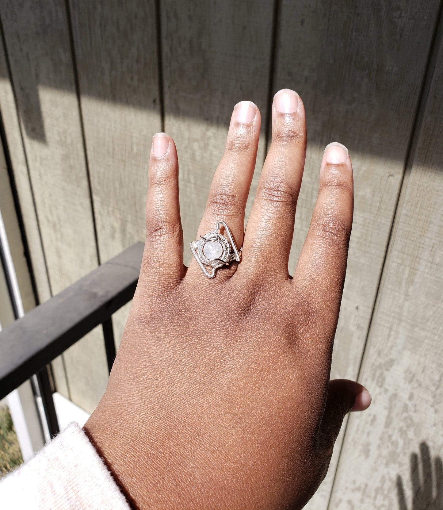 Rainbow Moonstone in Sterling Silver ring