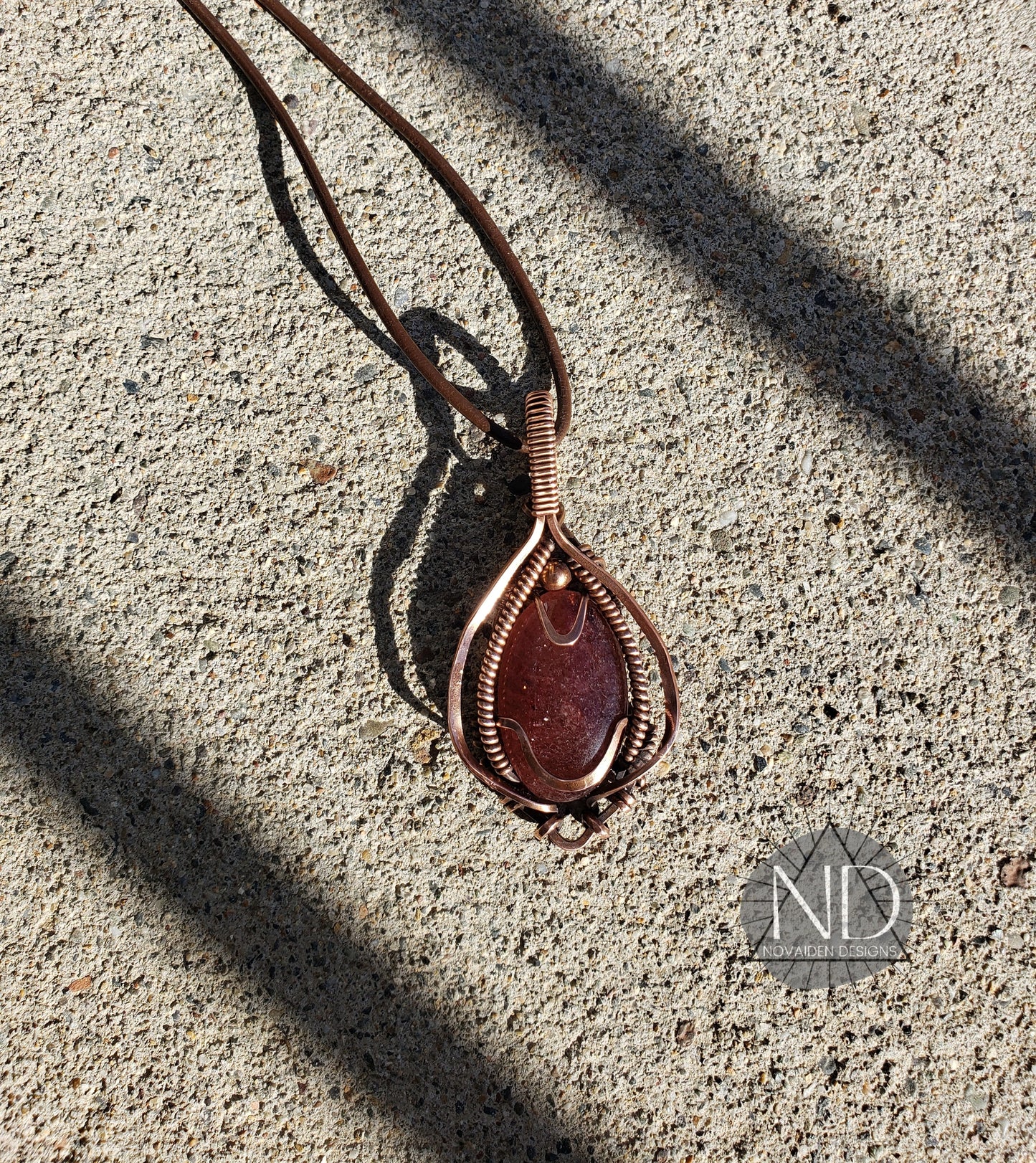 Strawberry Quartz in Solid Copper Pendant