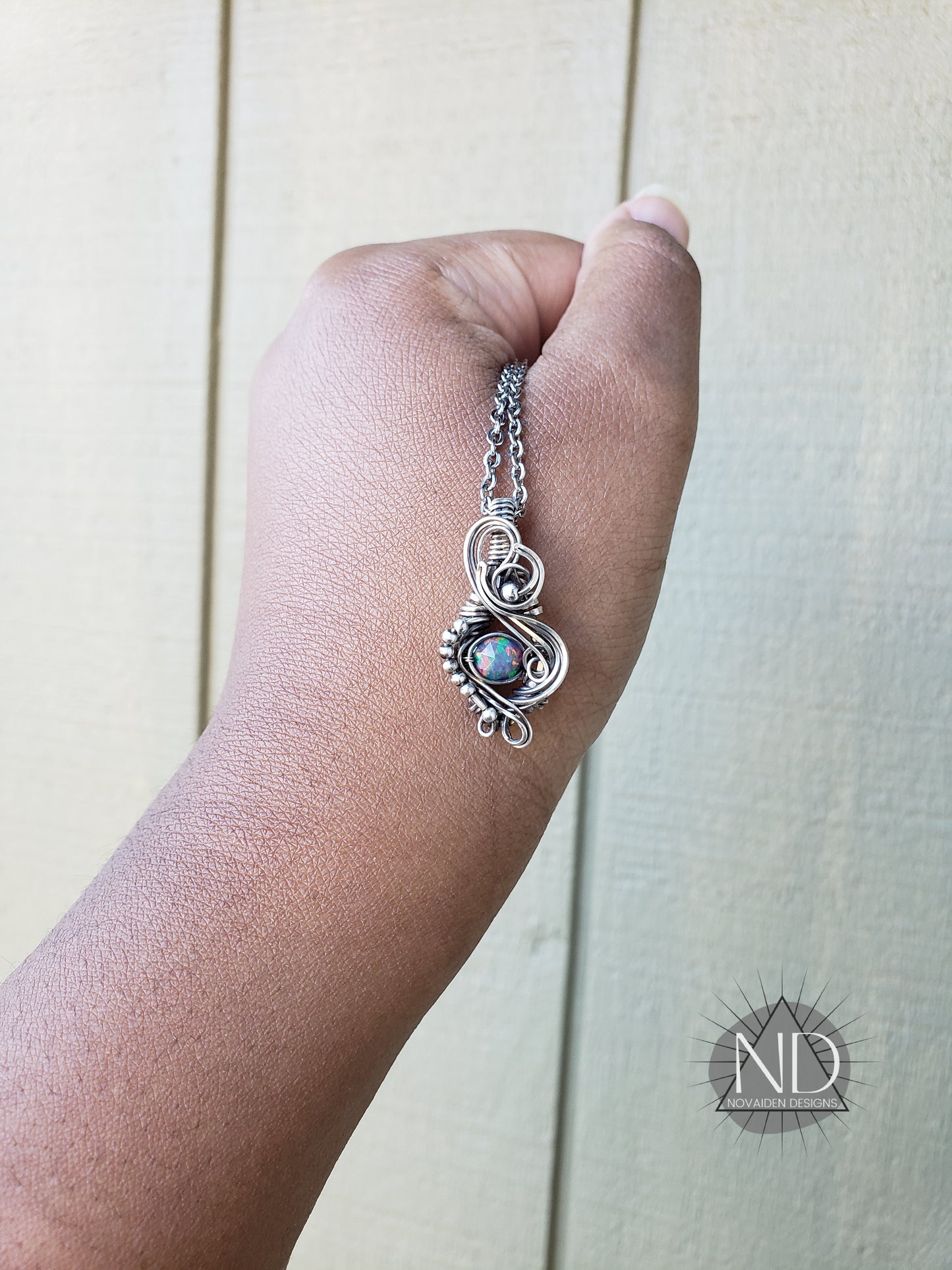 Faceted Black Ethiopian Opal in Sterling Silver Pendant